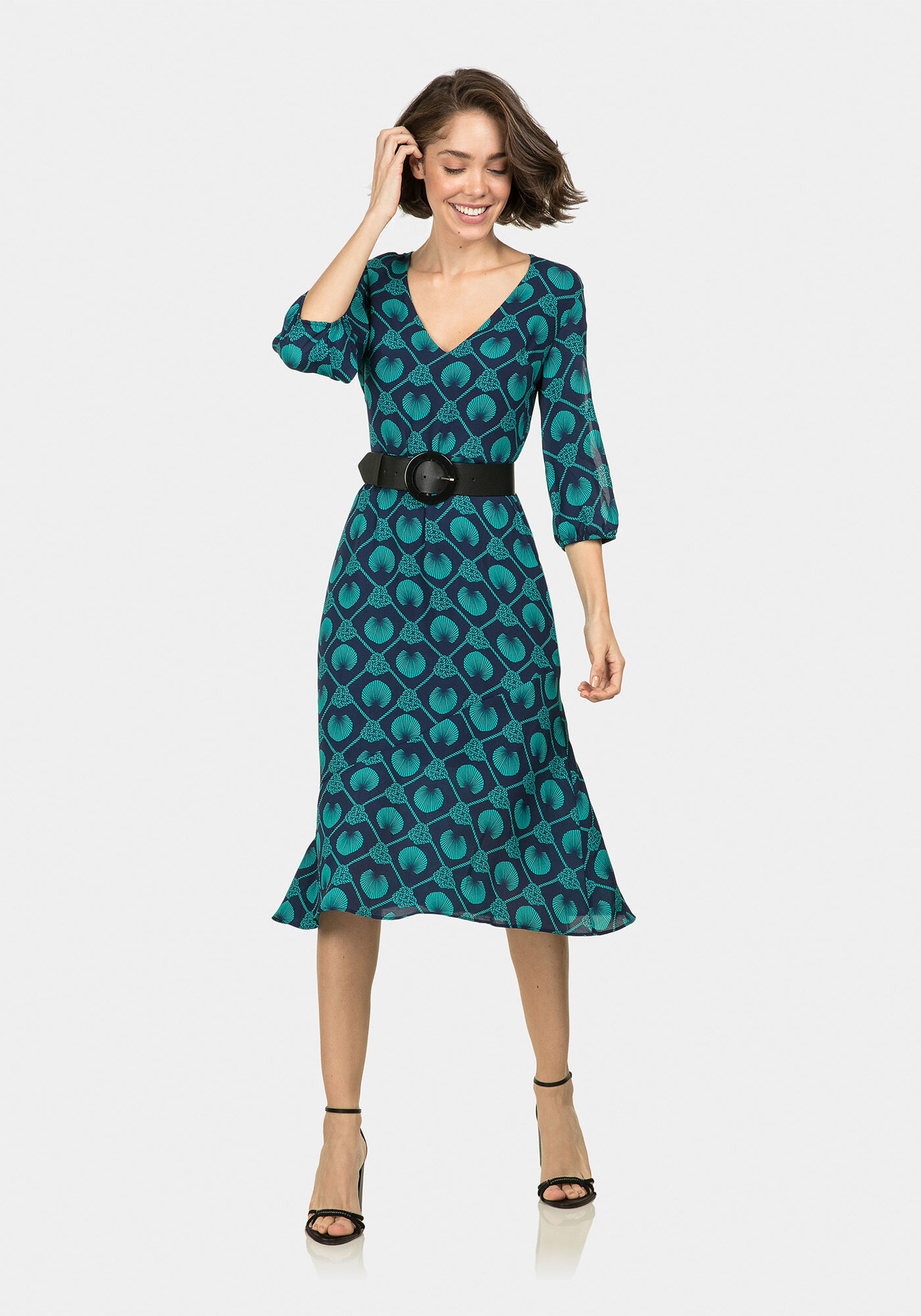 Vestido M&iacute;di Manga 3/4, , large.