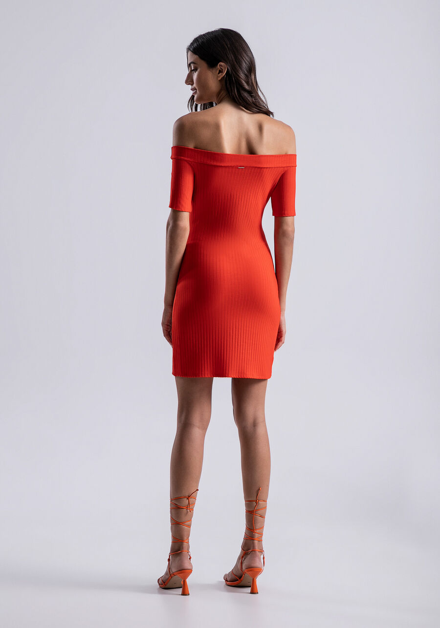 Vestido Curto Canelado Ombro a Ombro, . Vestido Curto Canelado Ombro a Ombro, , large.