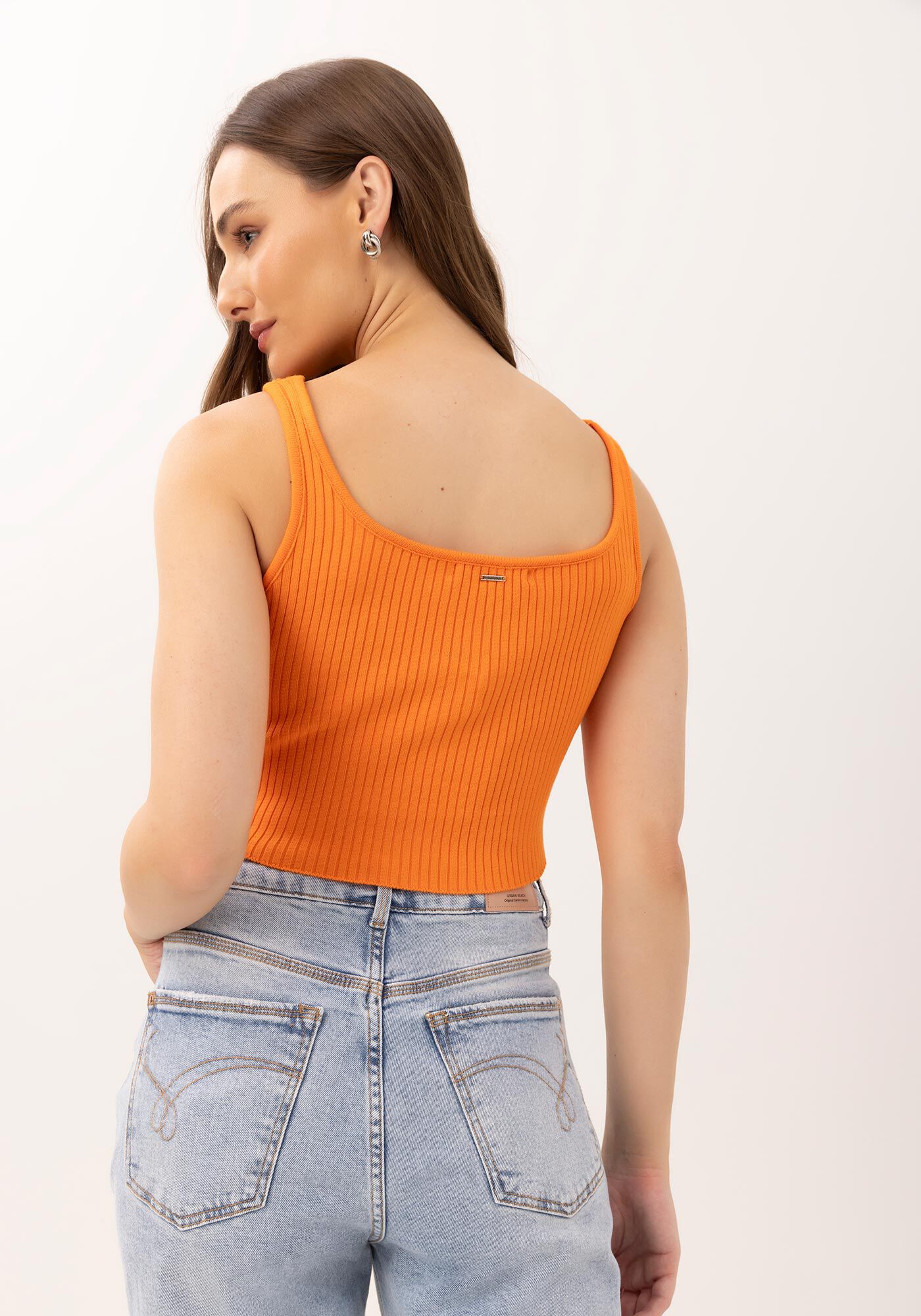 Blusa Cropped em Tric&ocirc; Canelado com Decote V, , large.