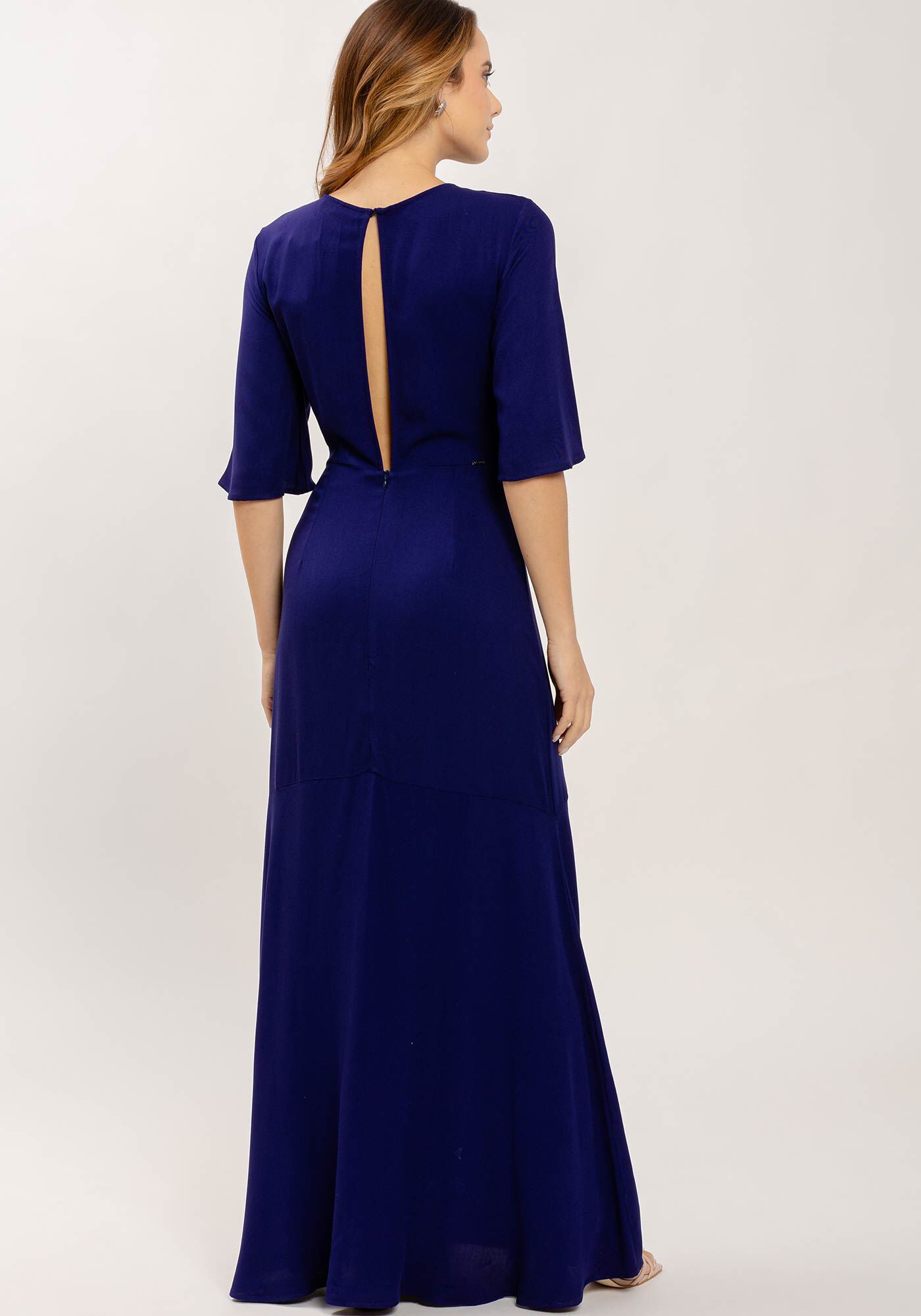 Vestido Longo em Viscose com Cut Decote, , large.