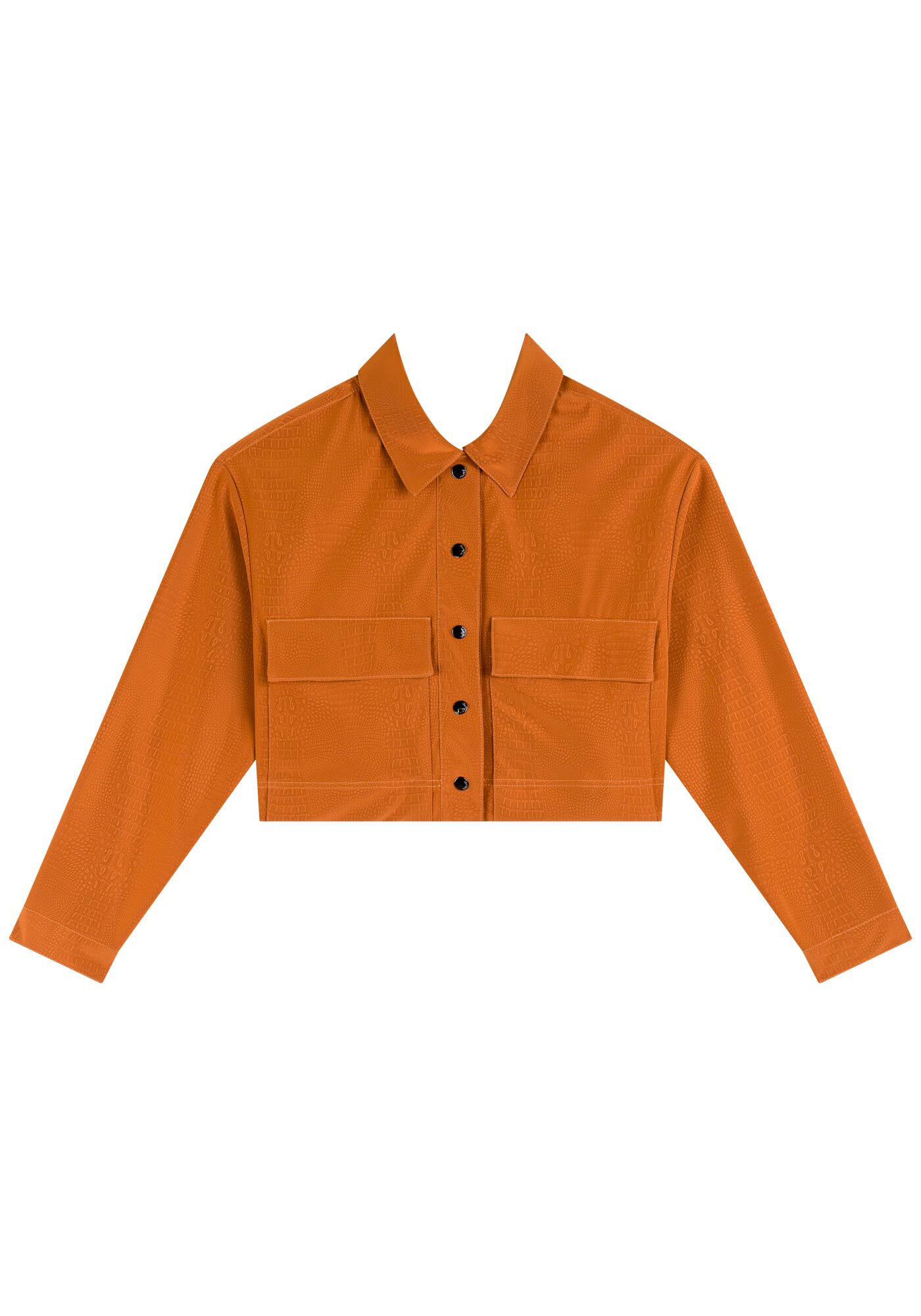 Jaqueta Curta Com Bot&otilde;es Em Malha Leather, , large.