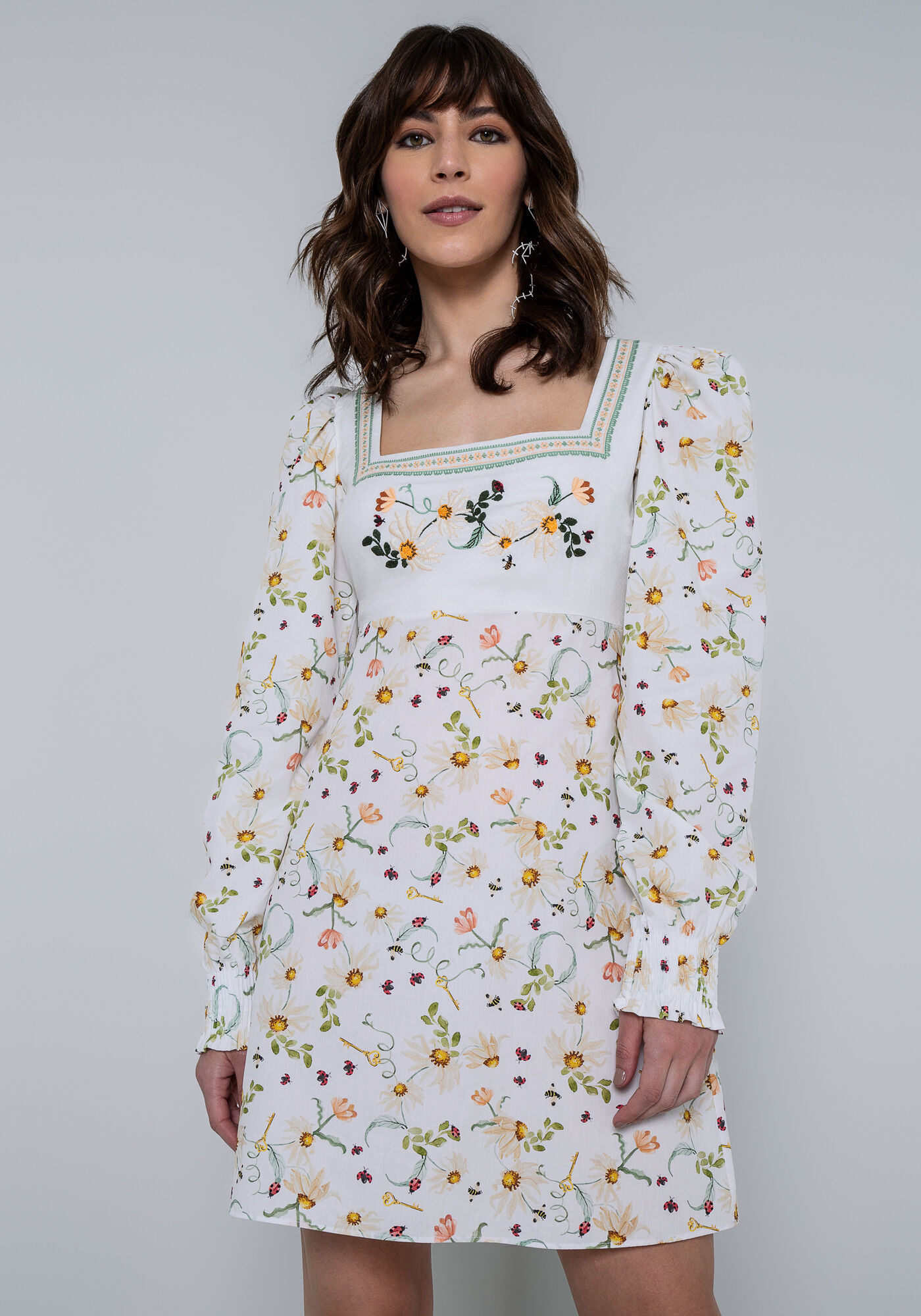 Vestido Manga Bufante com Bordado, JARDIM SURREAL, large.