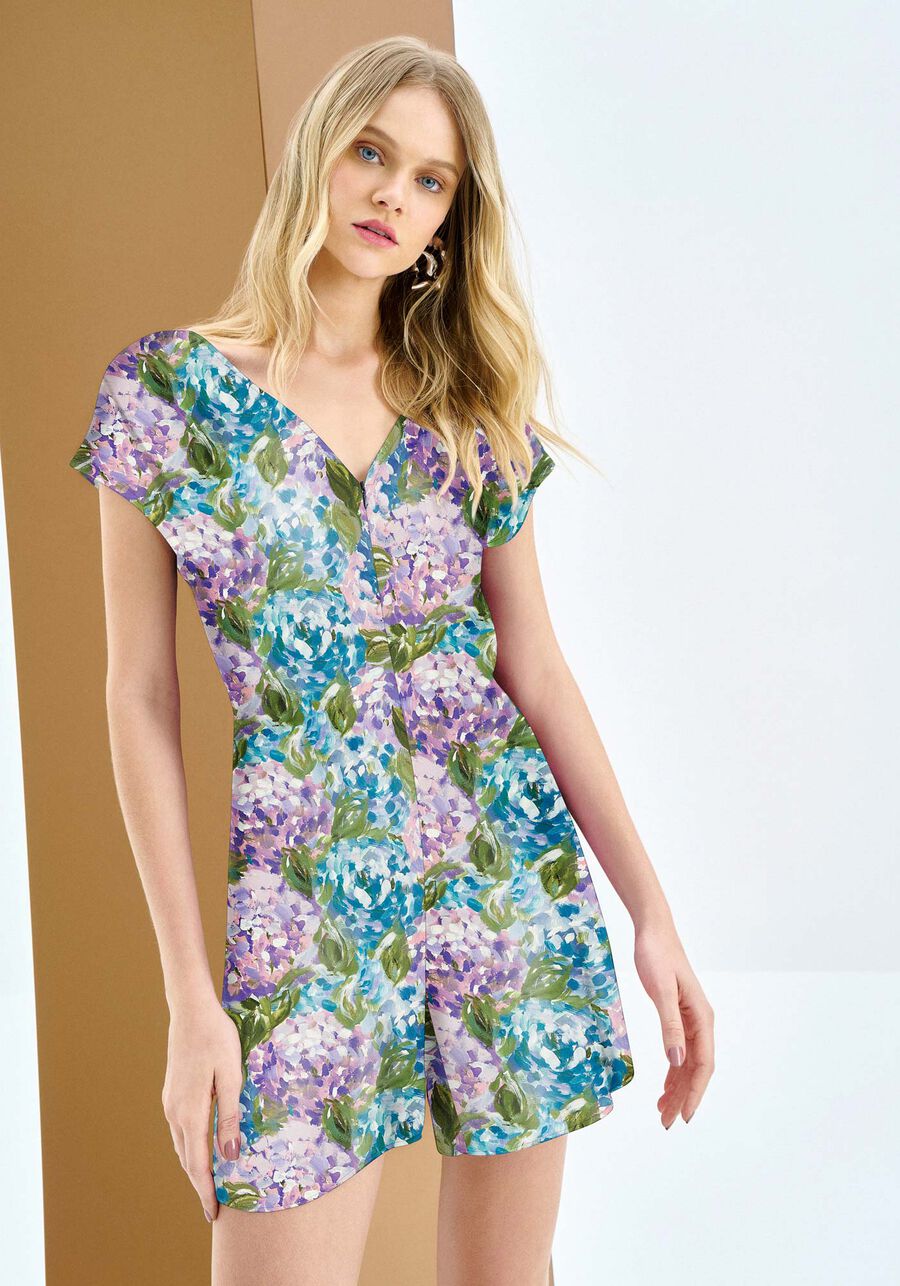 Macacão Curto em Viscose Estampado com Decote V, . Macacão Curto em Viscose Estampado com Decote V, , large.