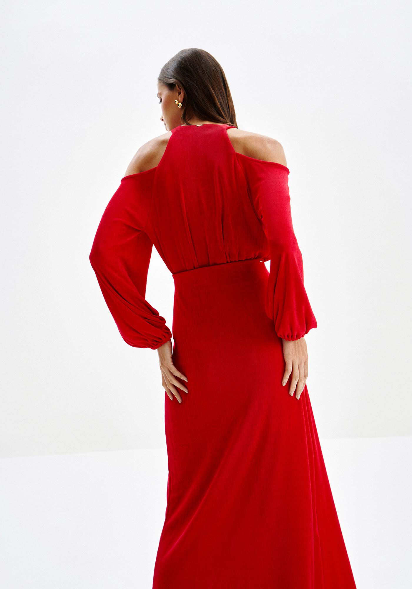 Blusa Manga Longa com Recorte Ombros e Amarra&ccedil;&atilde;o, VERMELHO ROSE MADDER, large.