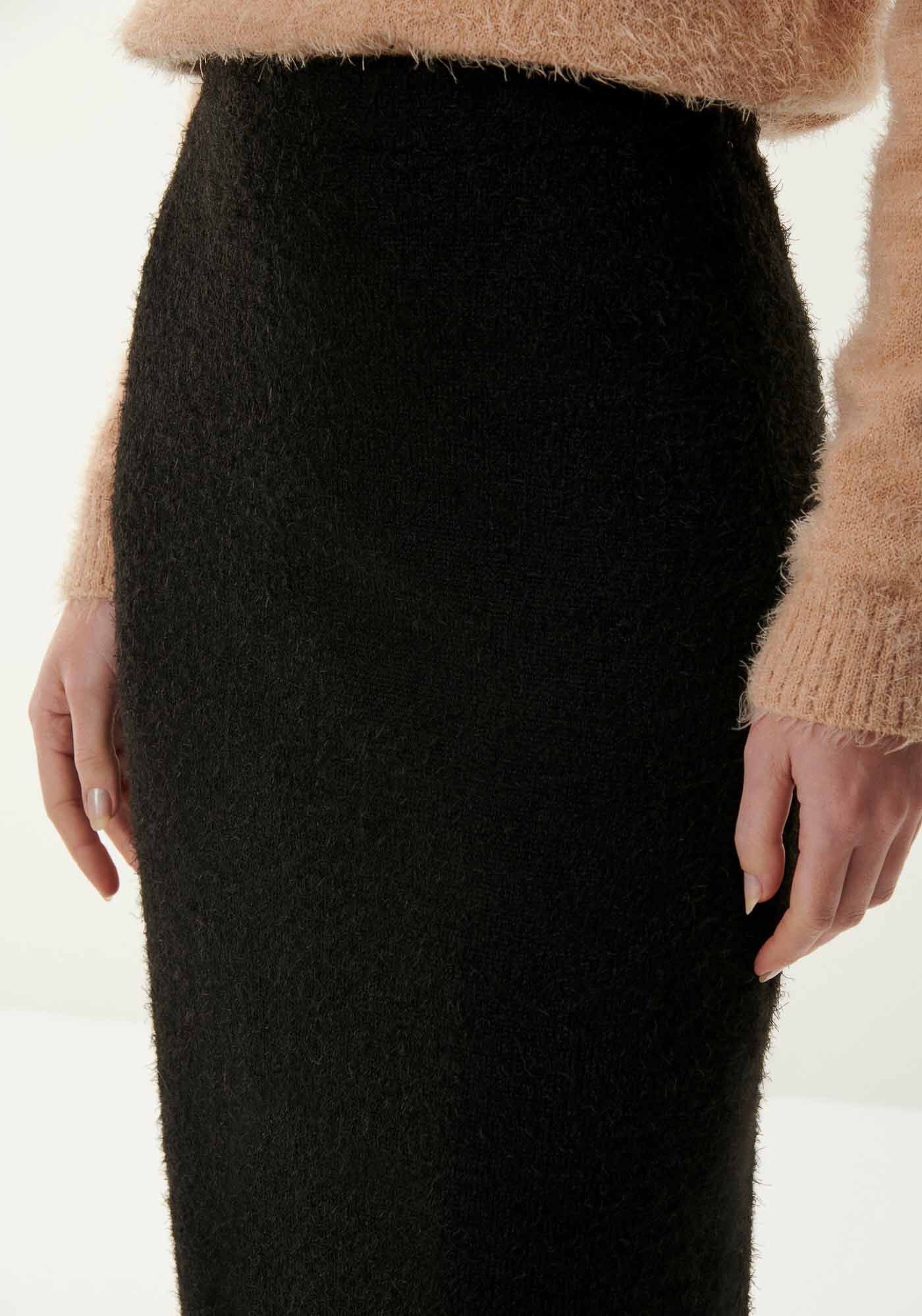 Saia Midi em Tric&ocirc; com Cintura Alta, , large.