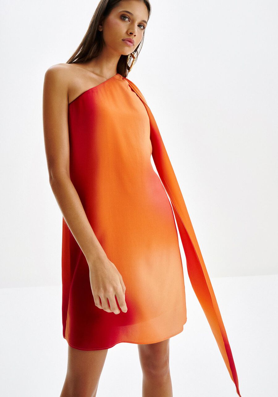 Vestido Curto Degradê com Máxi Faixa, NUANCES. Vestido Curto Degradê com Máxi Faixa, NUANCES, large.