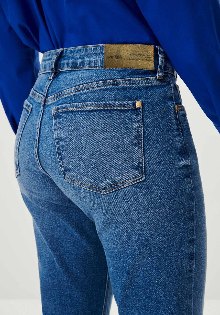 Calça Jeans Flare Cropped com Cintura Alta, JEANS, large.