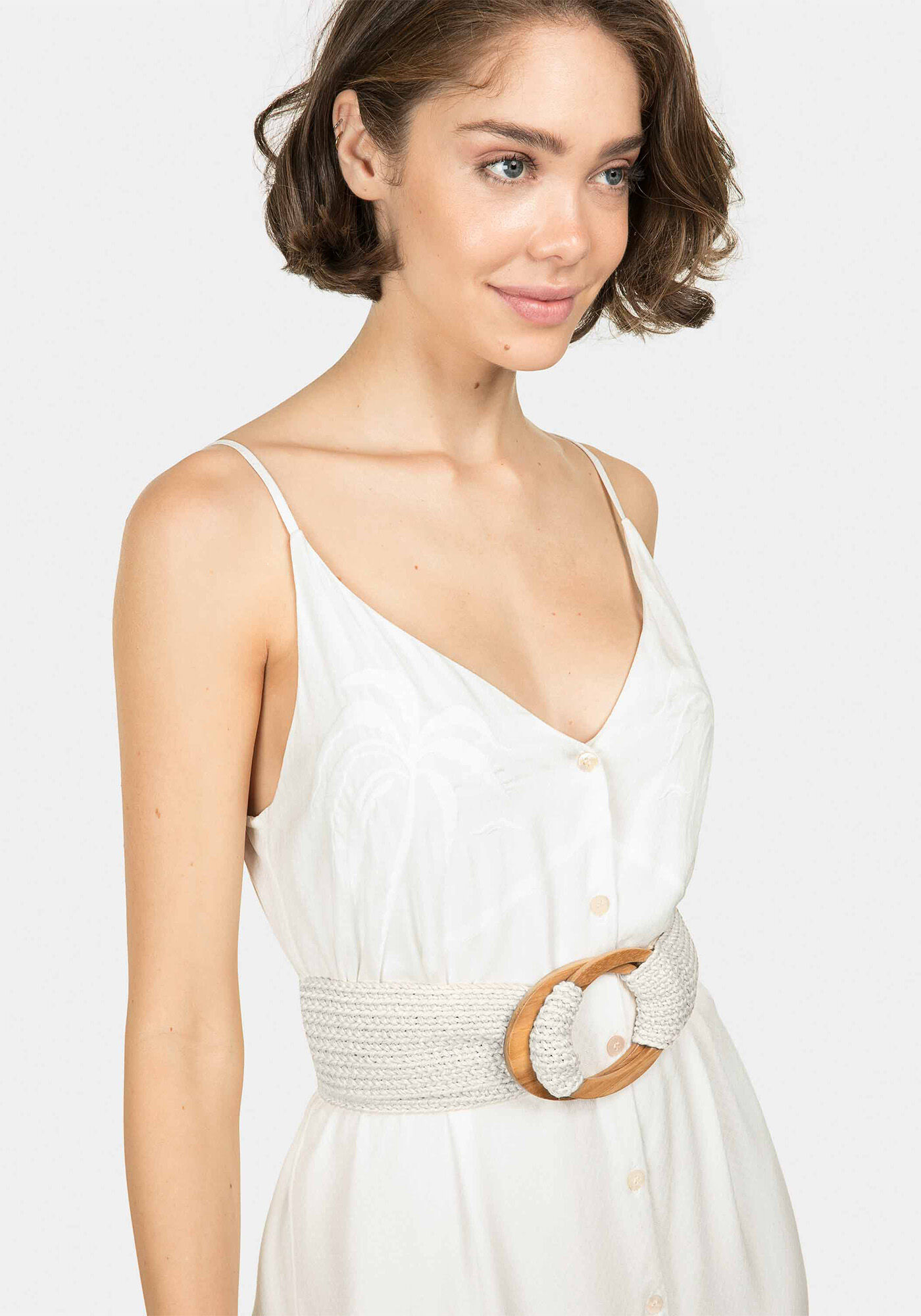 Vestido com Al&ccedil;as M&iacute;di Bordado Amarelo Caramelo, , large.