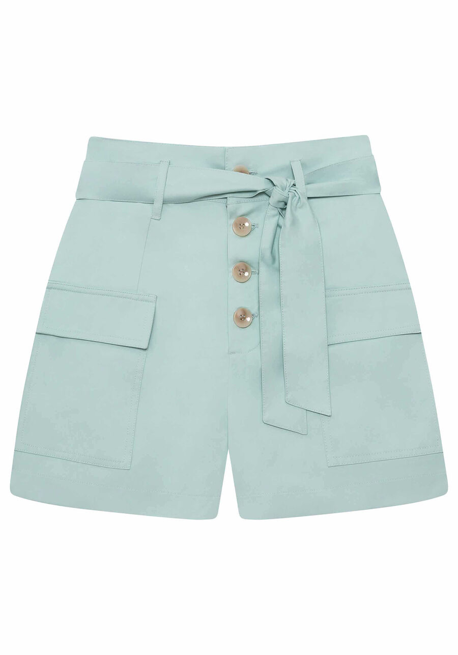 Shorts Cintura Alta com Cinto Verde Surf Spray, . Shorts Cintura Alta com Cinto Verde Surf Spray, , large.