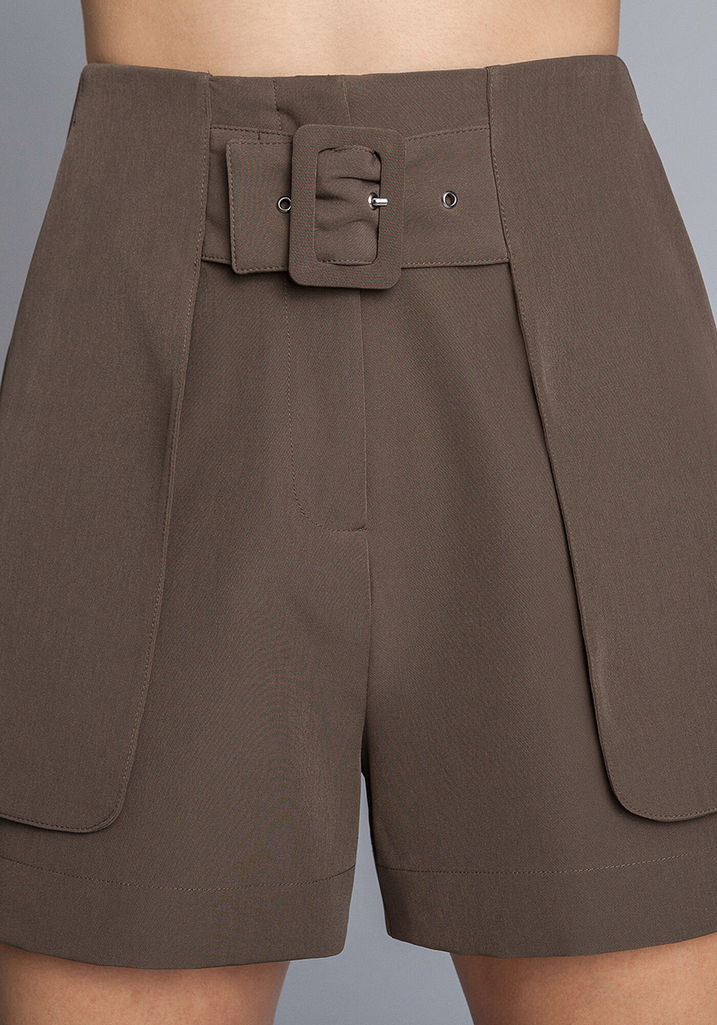 Shorts Bolsos Cinto Cintura Alta, , large.