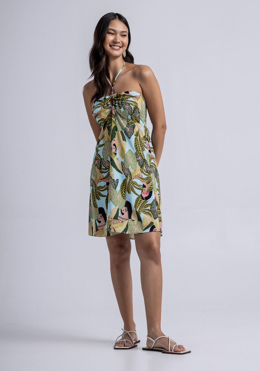 Vestido Curto Frente Unica em Viscose Estampado, . Vestido Curto Frente Unica em Viscose Estampado, , large.