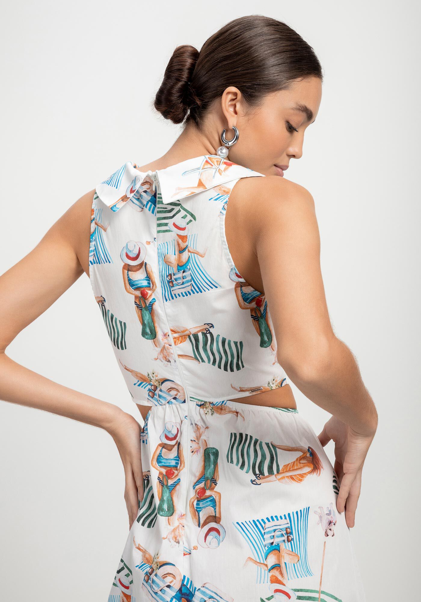 Vestido de tricoline estampado clearance