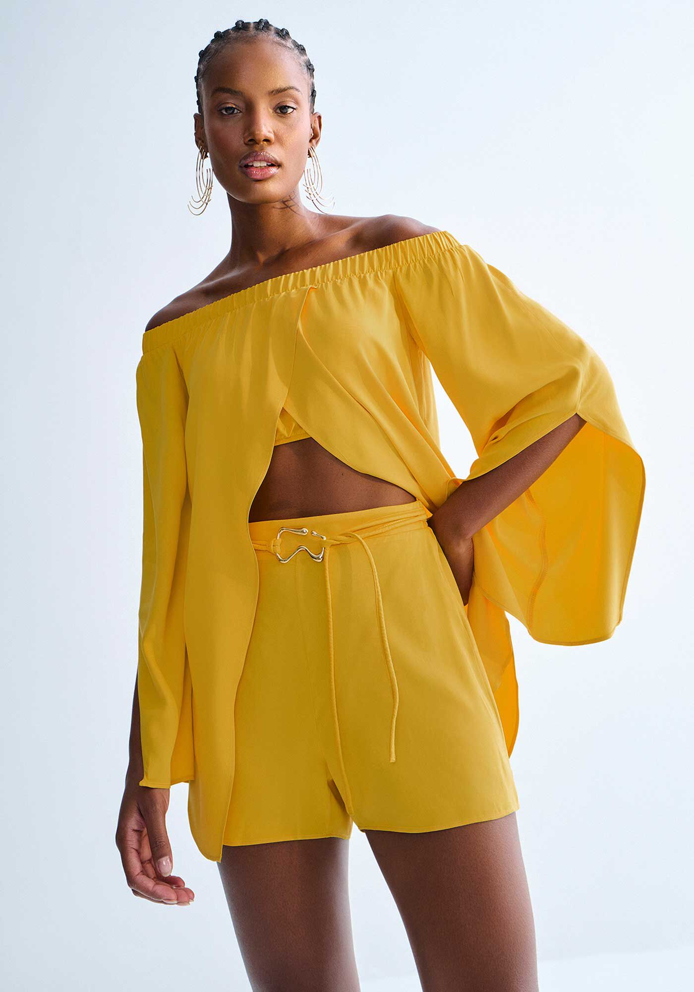 Shorts Cintura Alta com Cinto, , large.