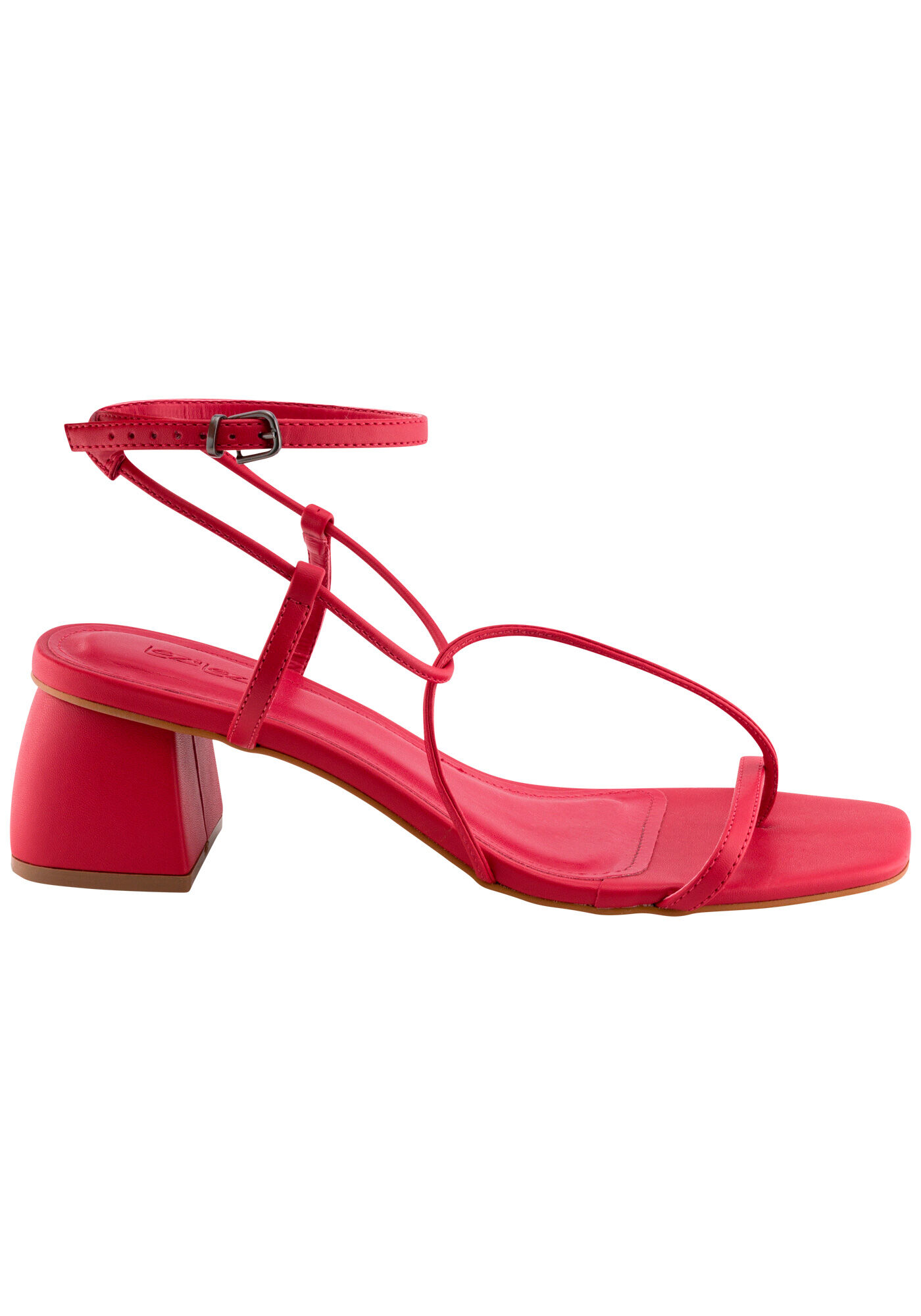 Sand&aacute;lia Salto Baixo Bloco Minimalista com Tiras, VERMELHO REDDISH, large.