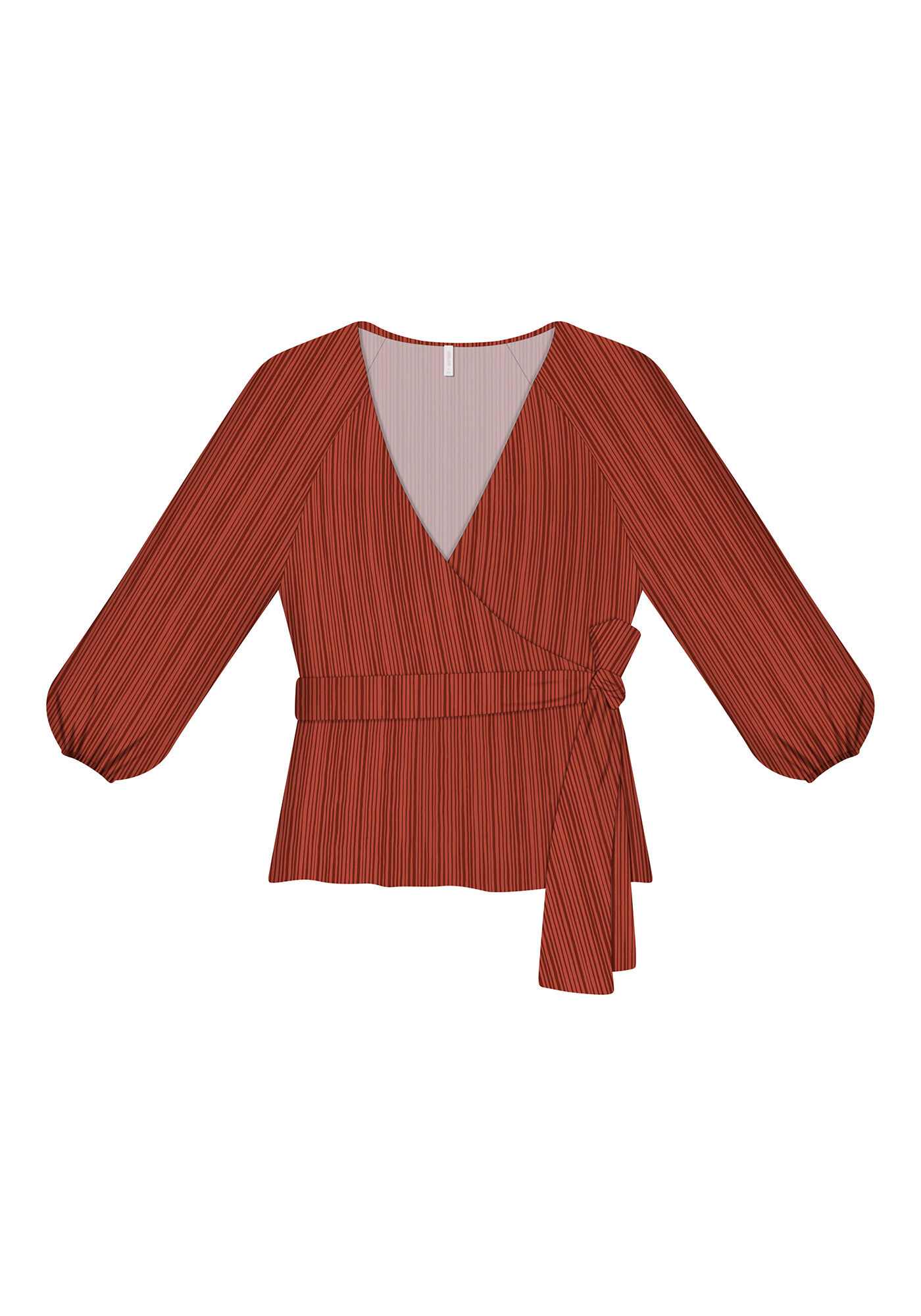 Blusa Manga 3/4 com Faixa Estampa, LINHAS, large.