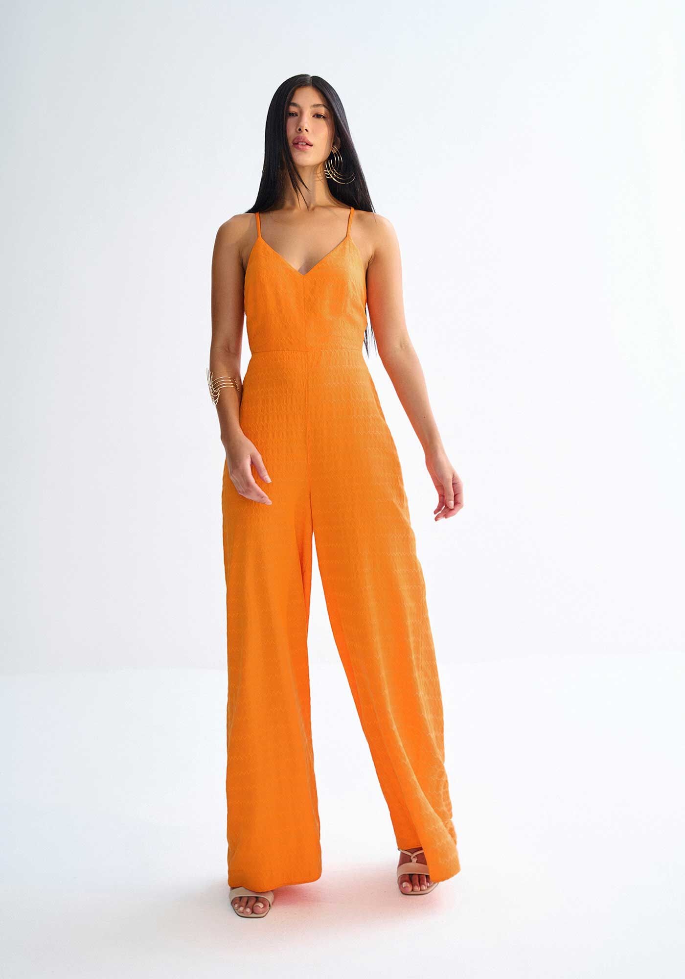 Macac&atilde;o Longo Textura Chevron com Amarra&ccedil;&atilde;o, LARANJA NASTURZIO, large.