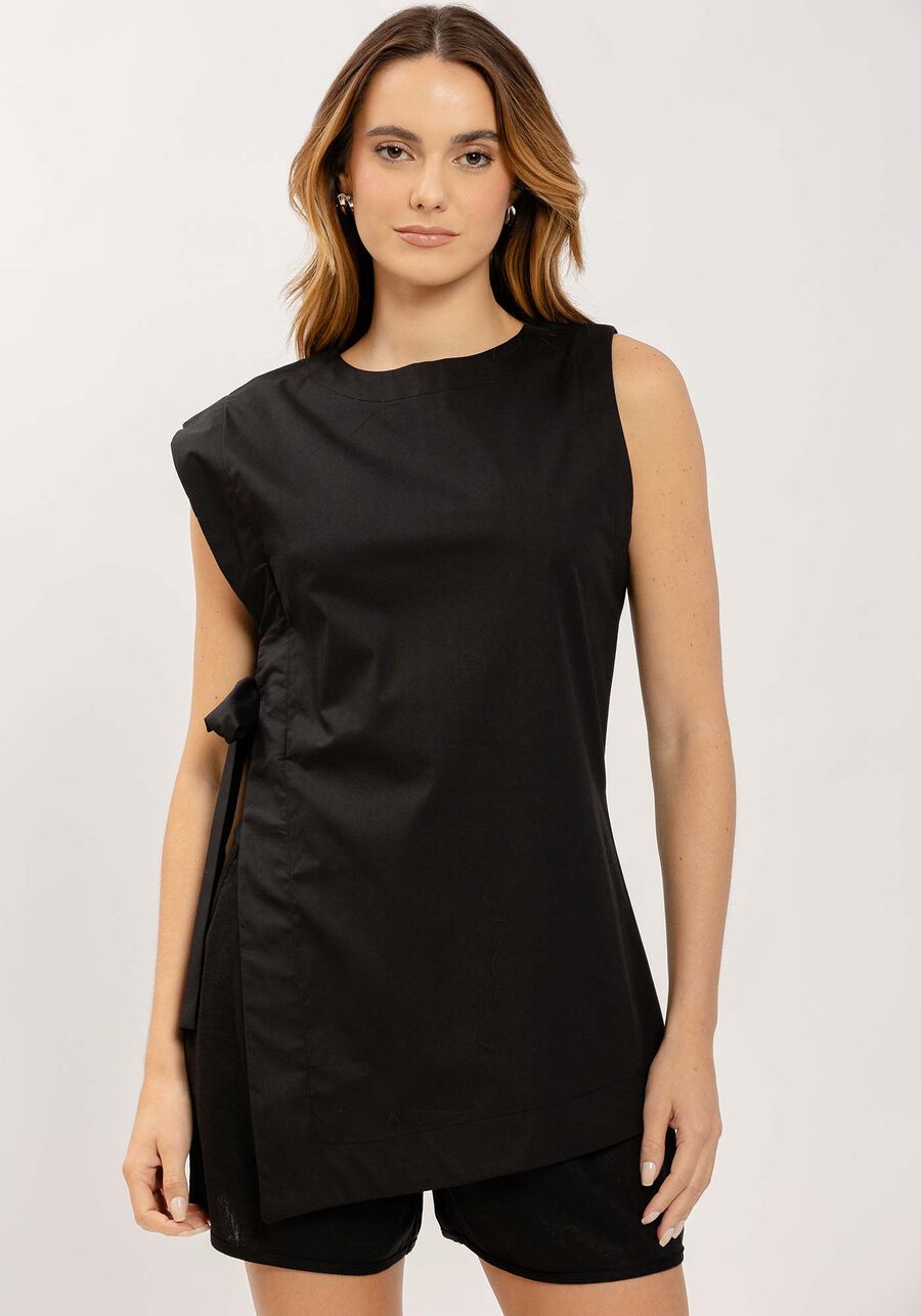 Blusa Alongada com Amarração, . Blusa Alongada com Amarração, , large.