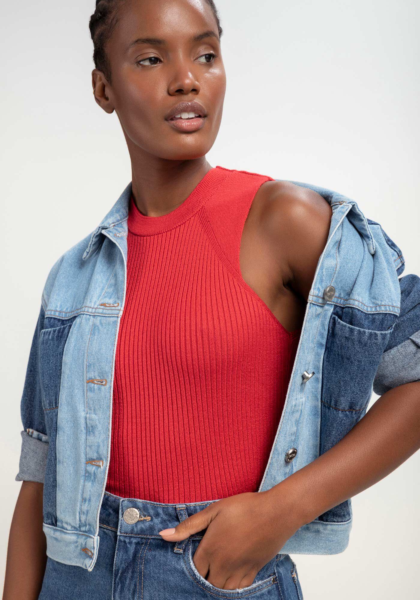 Regata Halter Neck em Tric&ocirc; Cropped, , large.