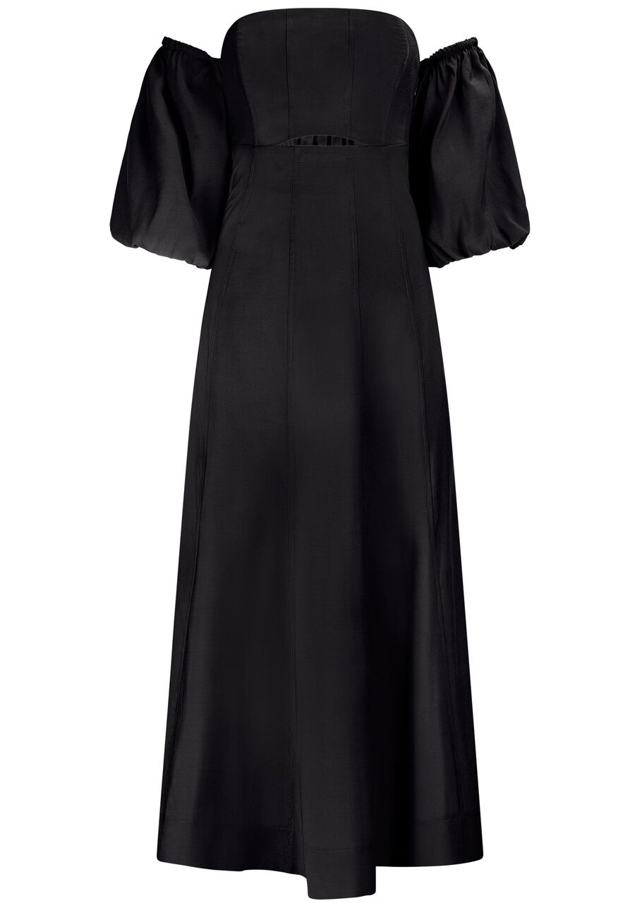 Vestido Midi Ombro a Ombro com Manga Bufante, . Vestido Midi Ombro a Ombro com Manga Bufante, , large.