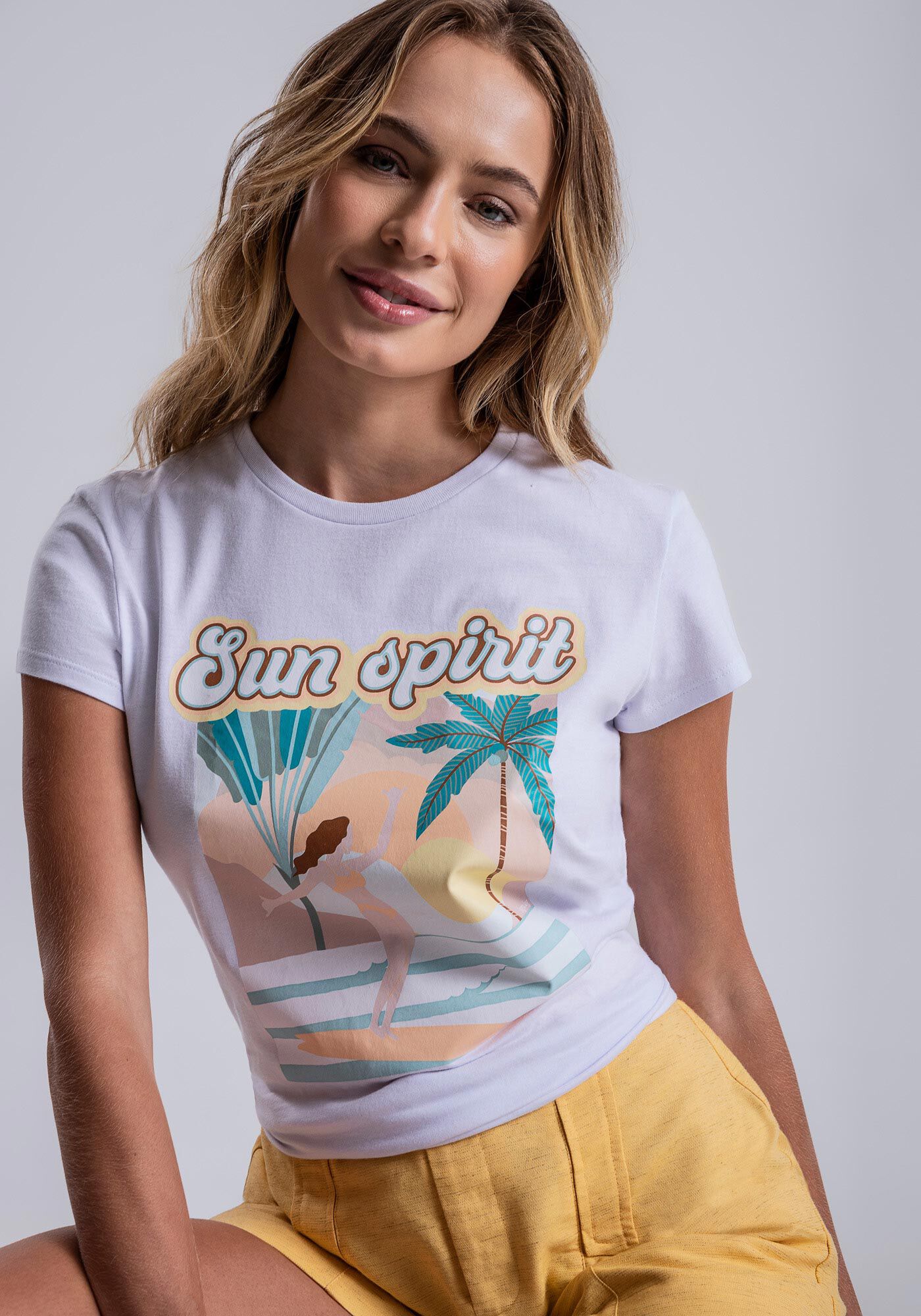 T-shirt em Malha com Estampa Sun Spirit, , large.