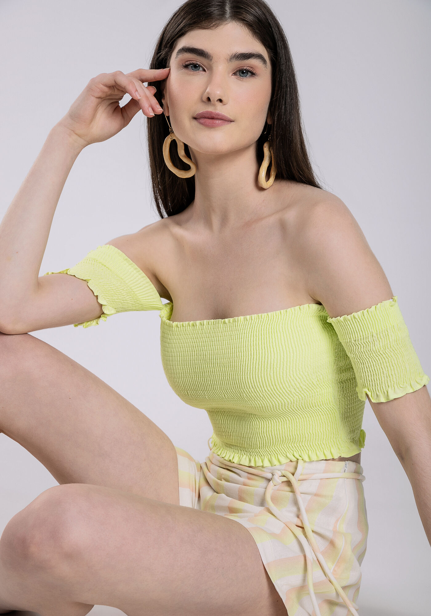 Shorts Cintura M&eacute;dia Linho com Cinto, , large.