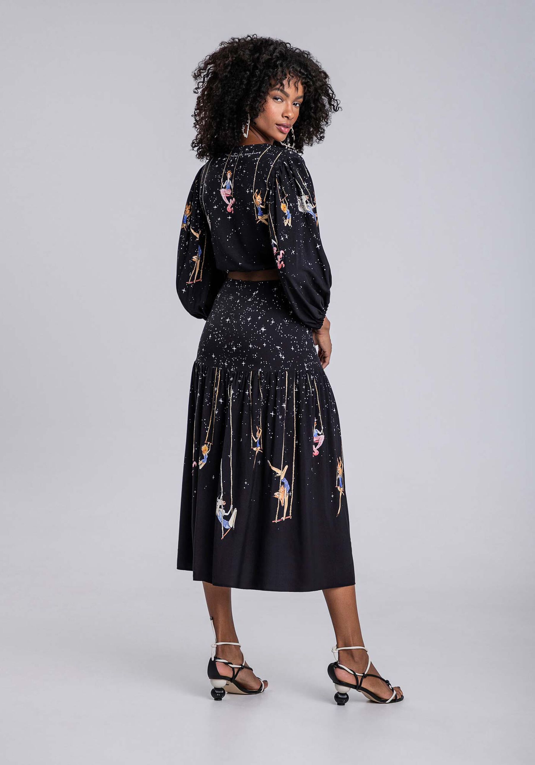 Saia Midi Estampada em Viscose com Fenda, . Saia Midi Estampada em Viscose com Fenda, , large.