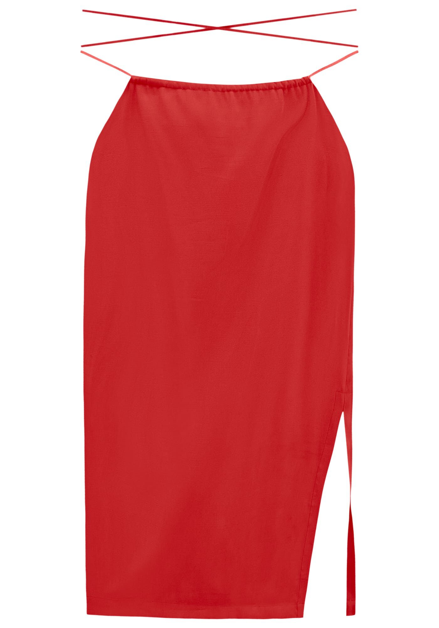 Saia Midi L&aacute;pis com Fenda e Amarra&ccedil;&atilde;o, , large.