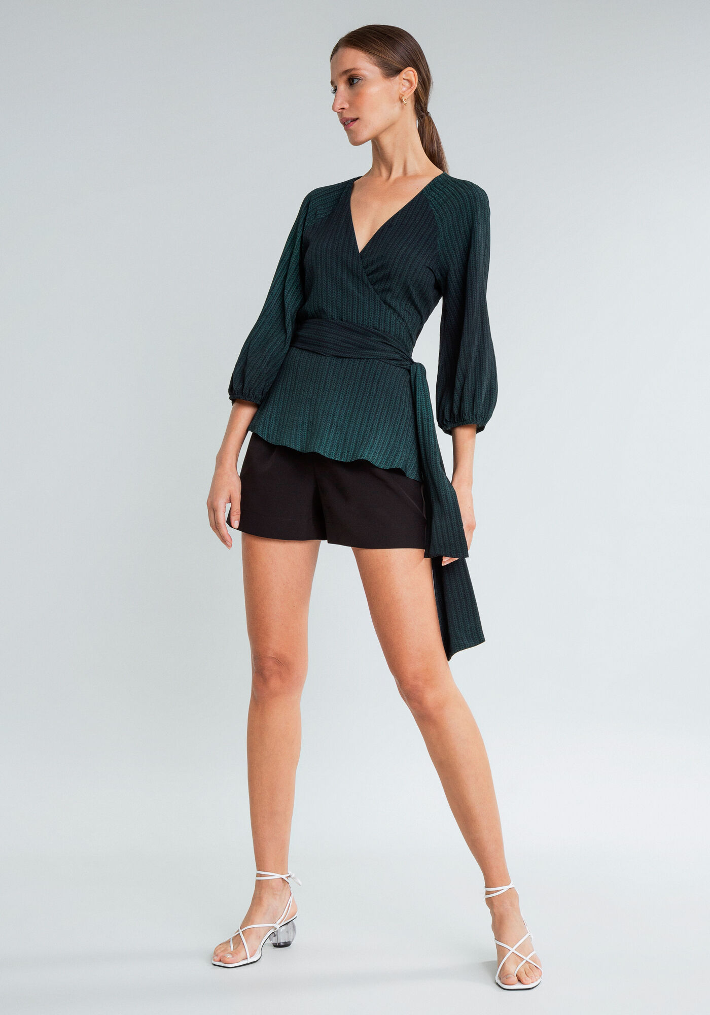 Blusa Manga 3/4 com Faixa Estampa, , large.