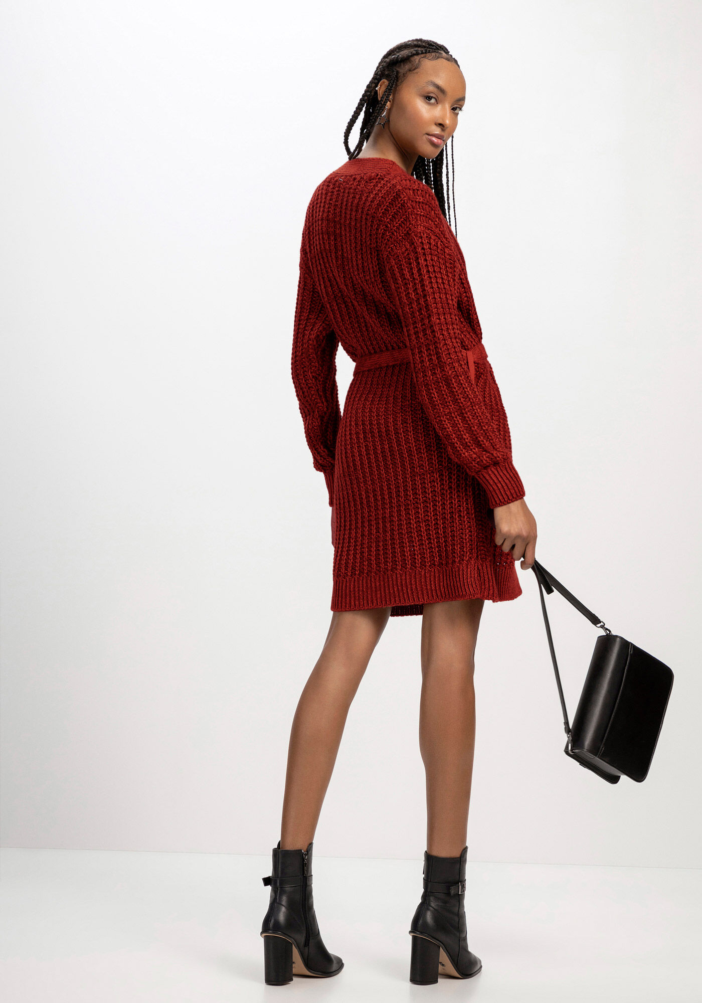 Cardigan Alongado em Tric&ocirc; com Cinto, , large.