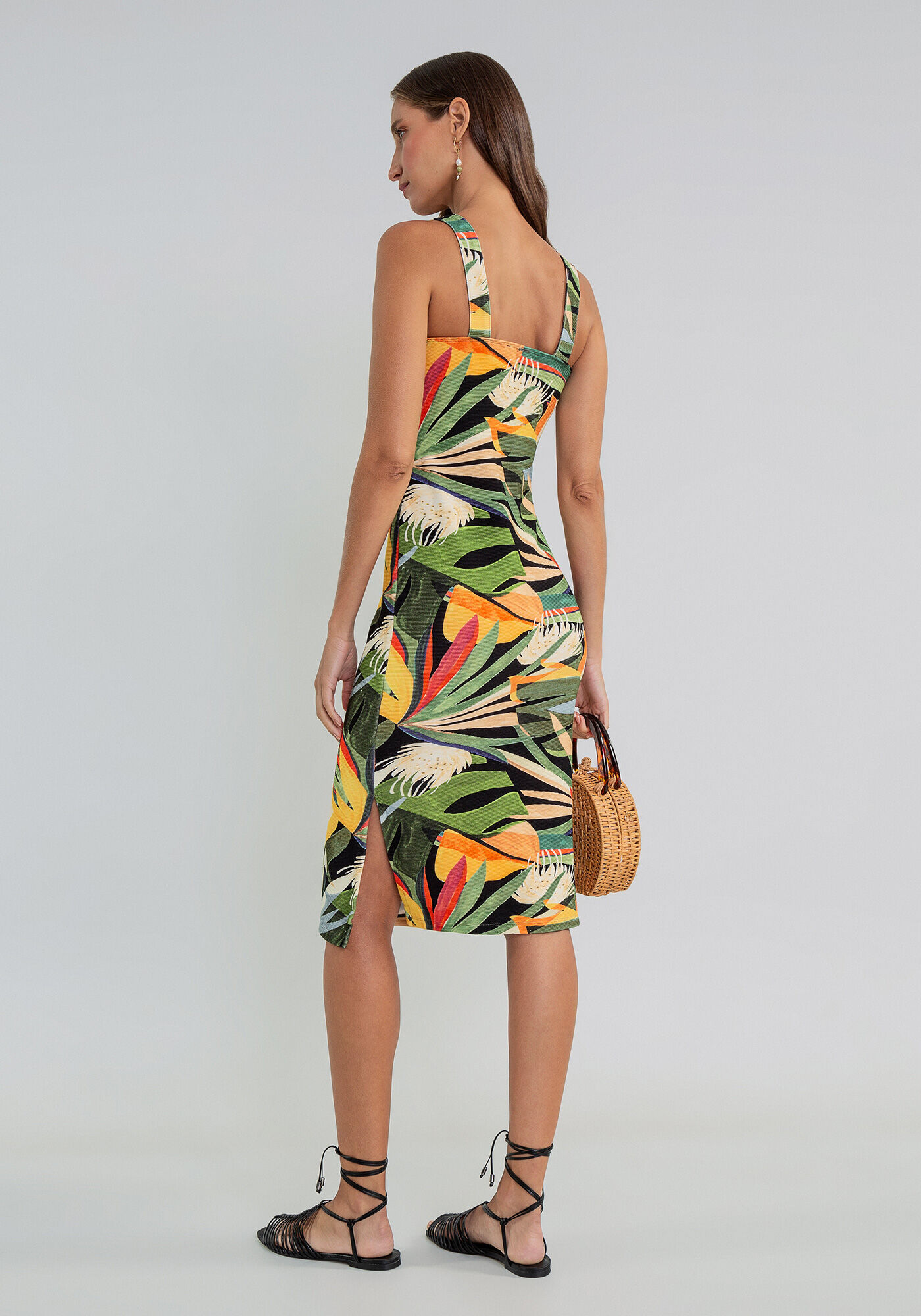 Vestido M&iacute;di Justo Fenda Estampa, , large.