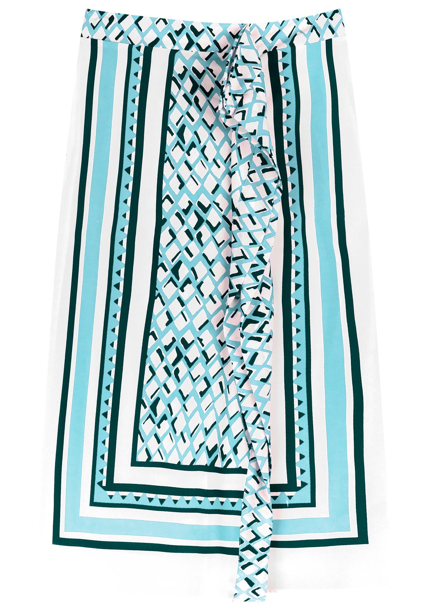 Saia Midi Estampada Com Cintura Alta E Z&iacute;per Posterior, , large.