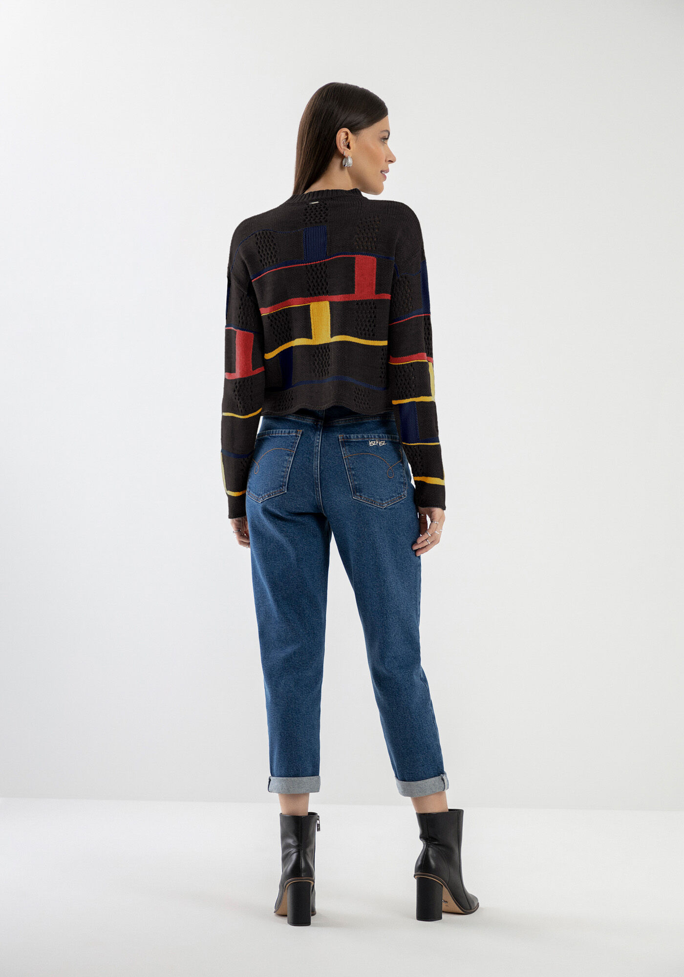 Blus&atilde;o em Tric&ocirc; com Bloco de Cores, , large.