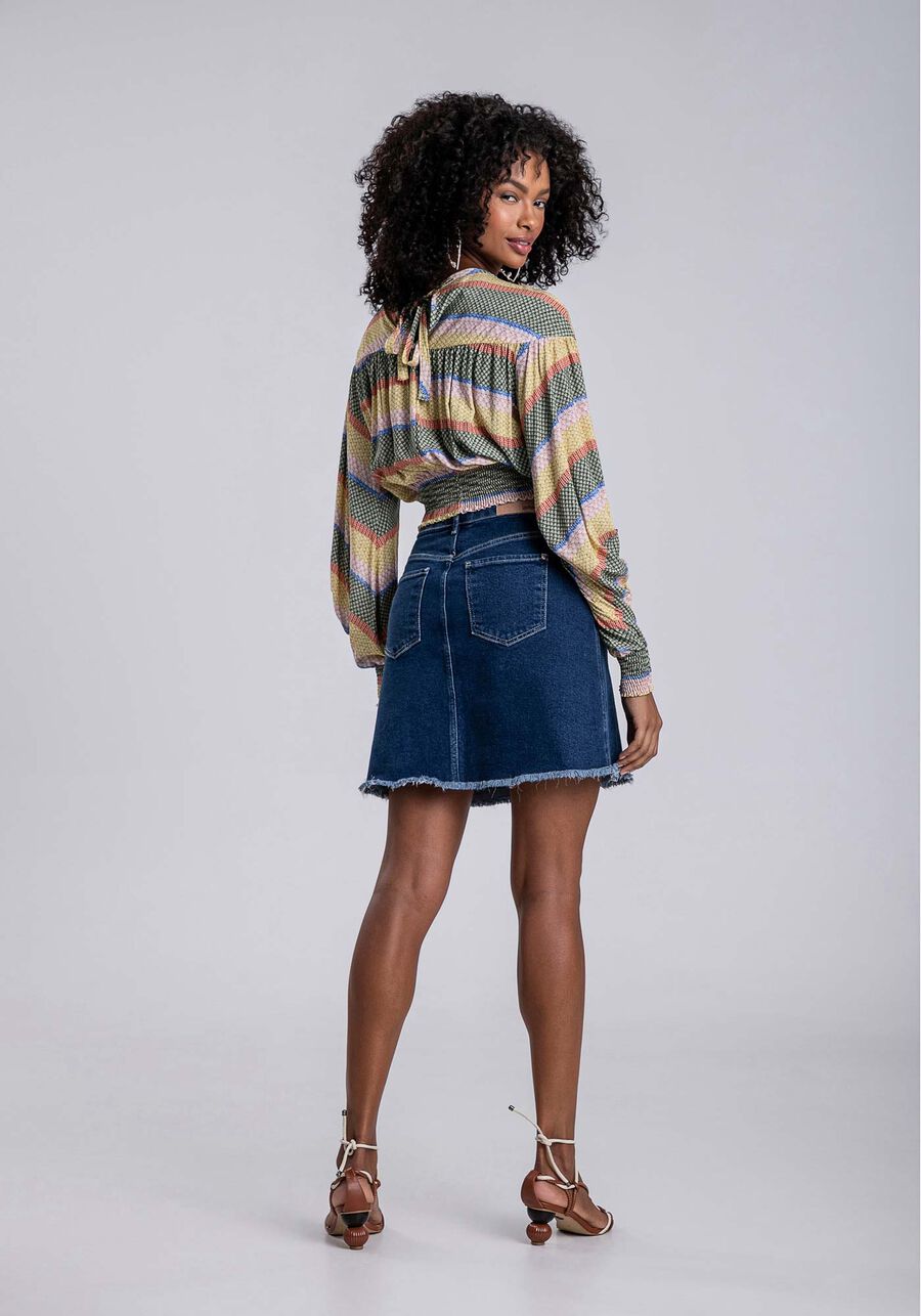 Blusa Manga Bufante em Viscose com Lastex, ACONCHEGO. Blusa Manga Bufante em Viscose com Lastex, ACONCHEGO, large.