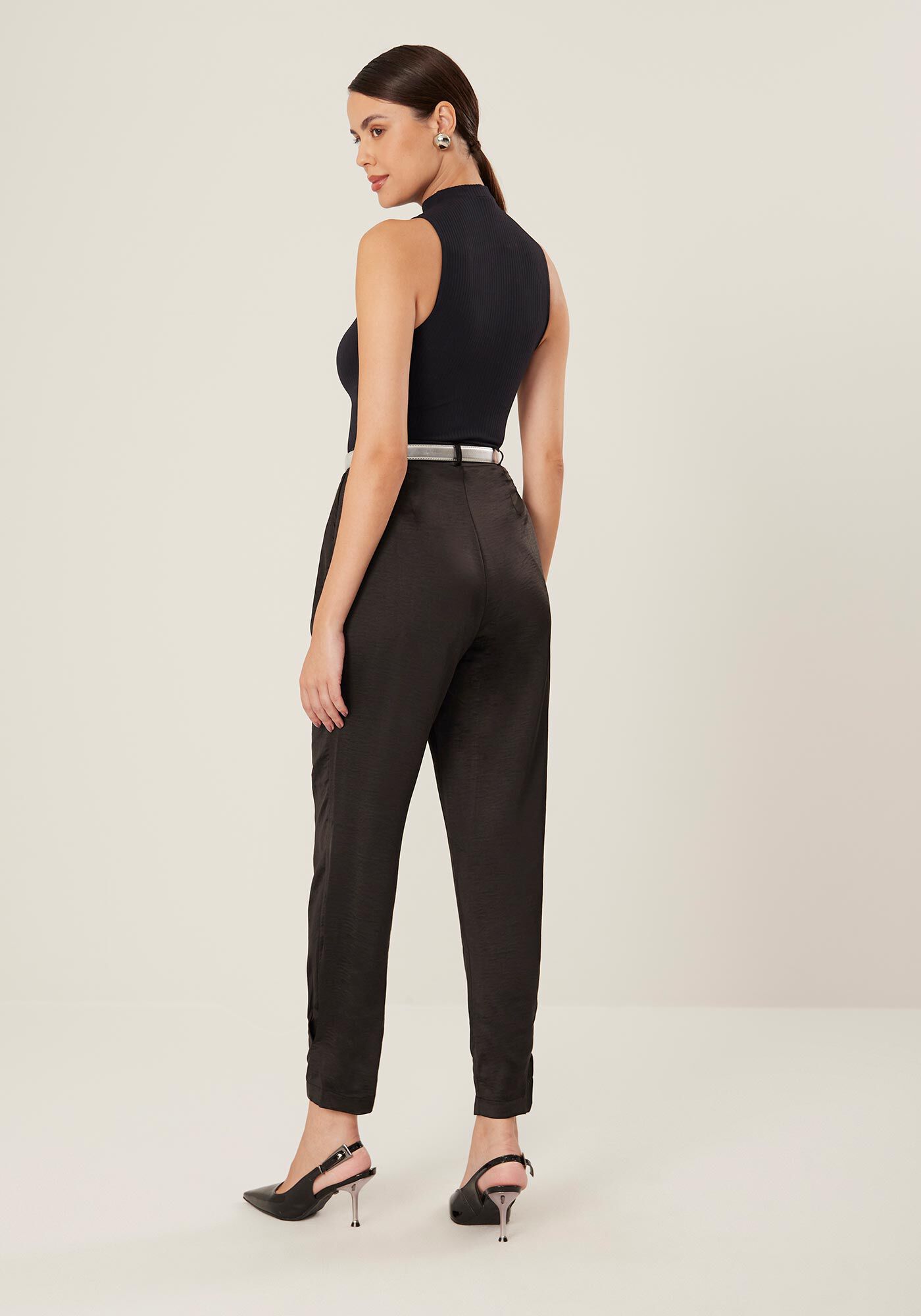 Cal&ccedil;a Slouchy Cintura Alta com Cinto Metalizado, , large.