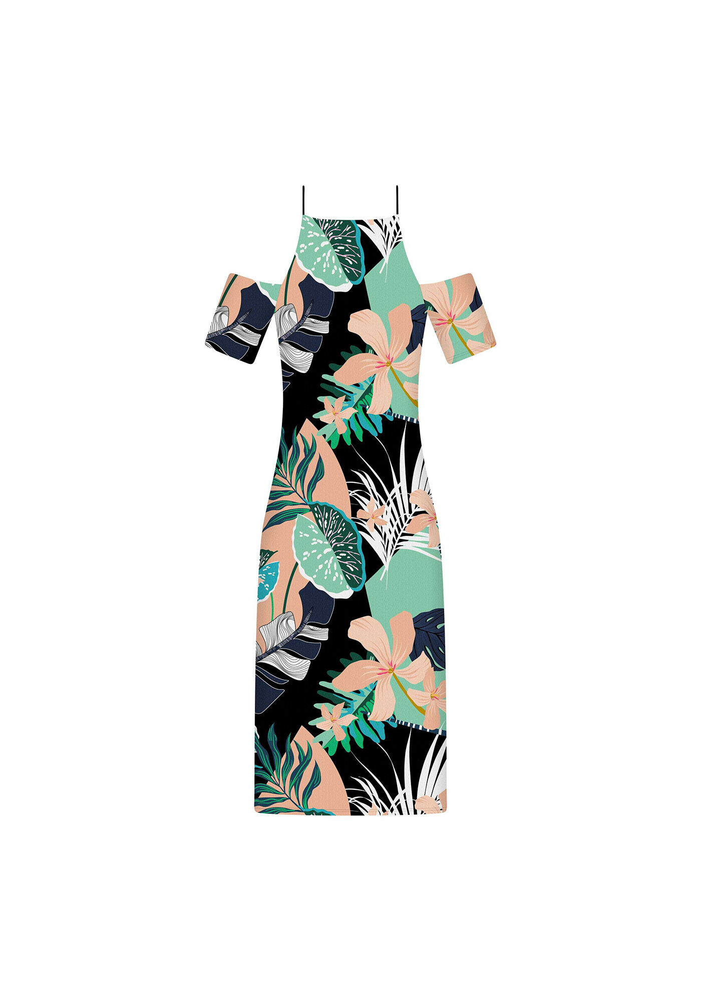 Vestido M&iacute;di Recorte Ombros, , large.