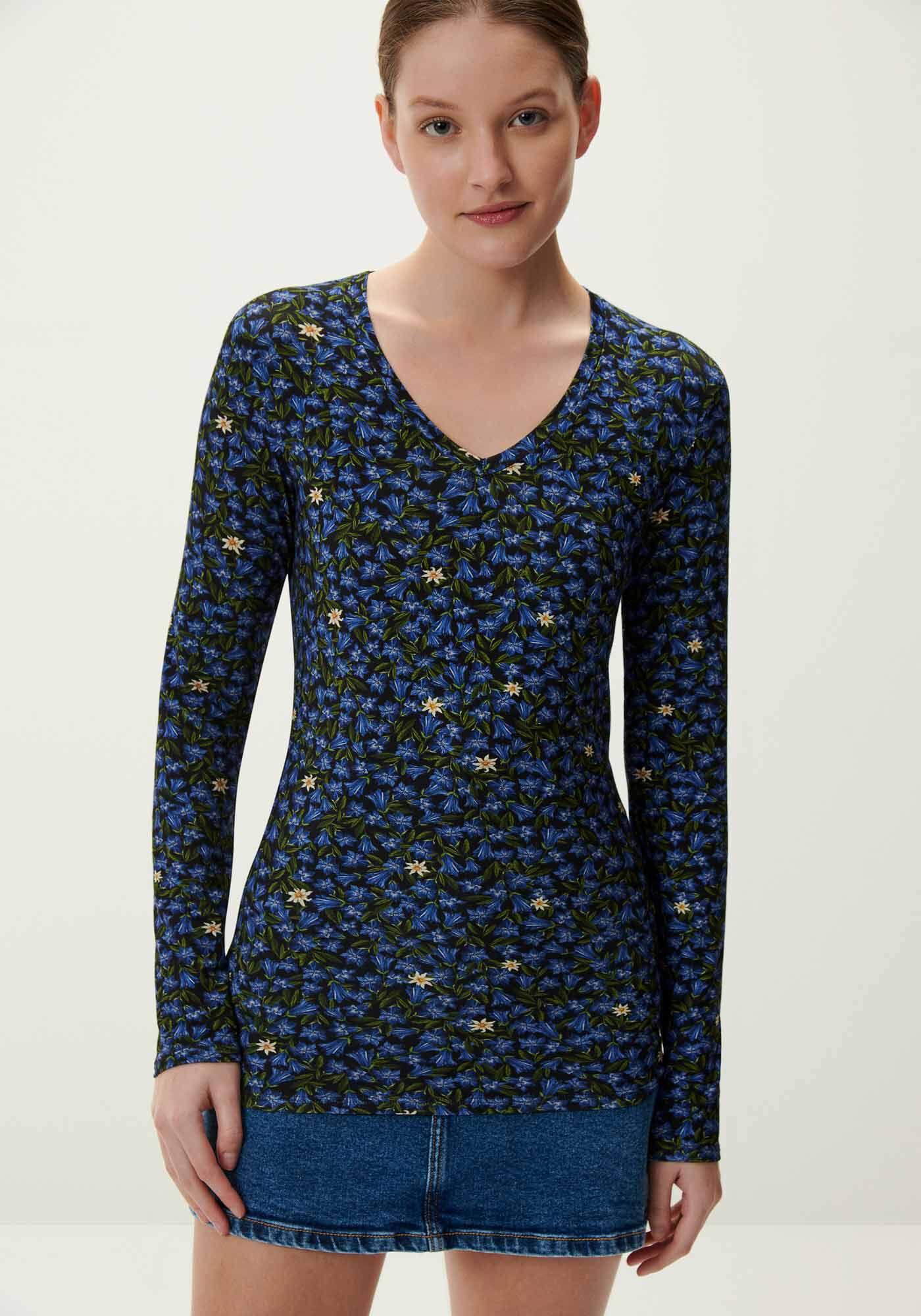 Blusa Manga Longa em Malha Viscose com Decote V, , large.