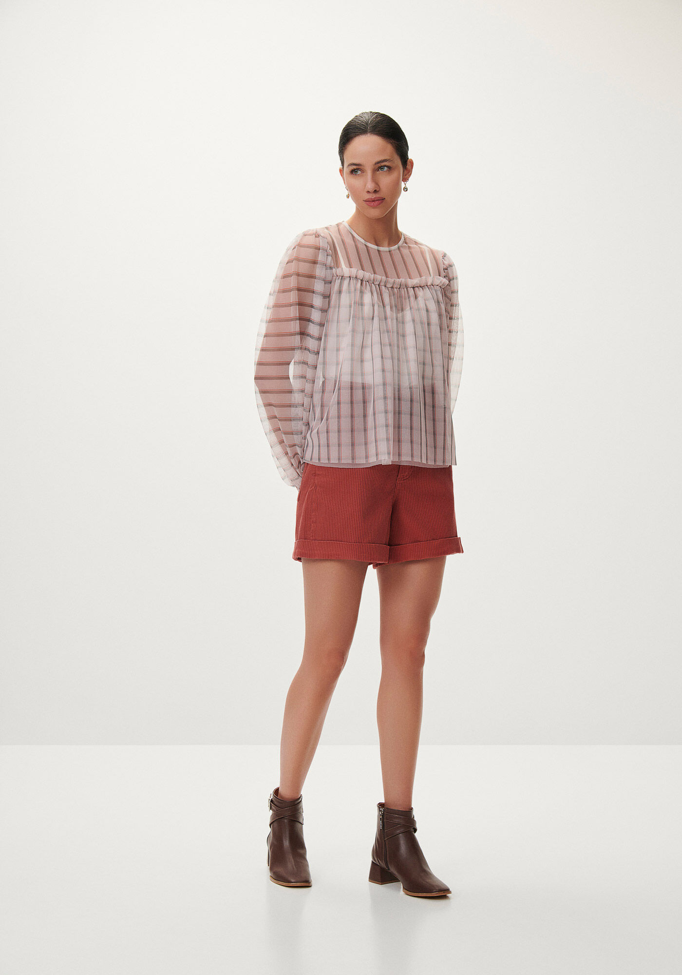 Blusa Estampada em Tule com Manga Longa Bufante, INNSBRUCK, large.