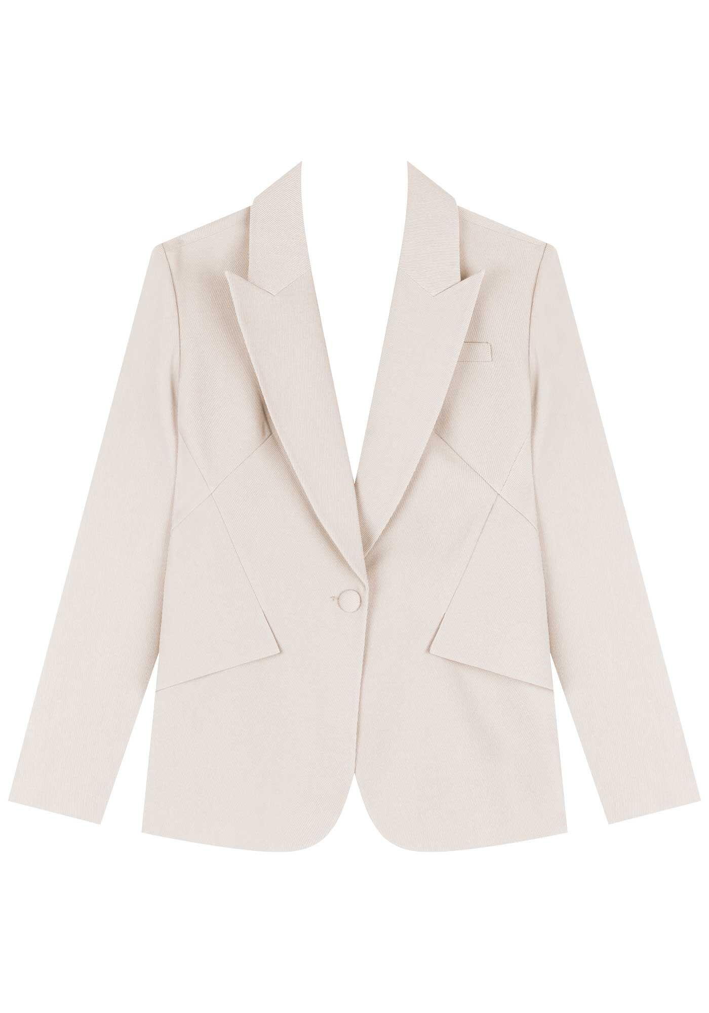 Blazer De Mangas Longas Com Lapelas E Bot&atilde;o, BEGE ALHAMBRA, large.