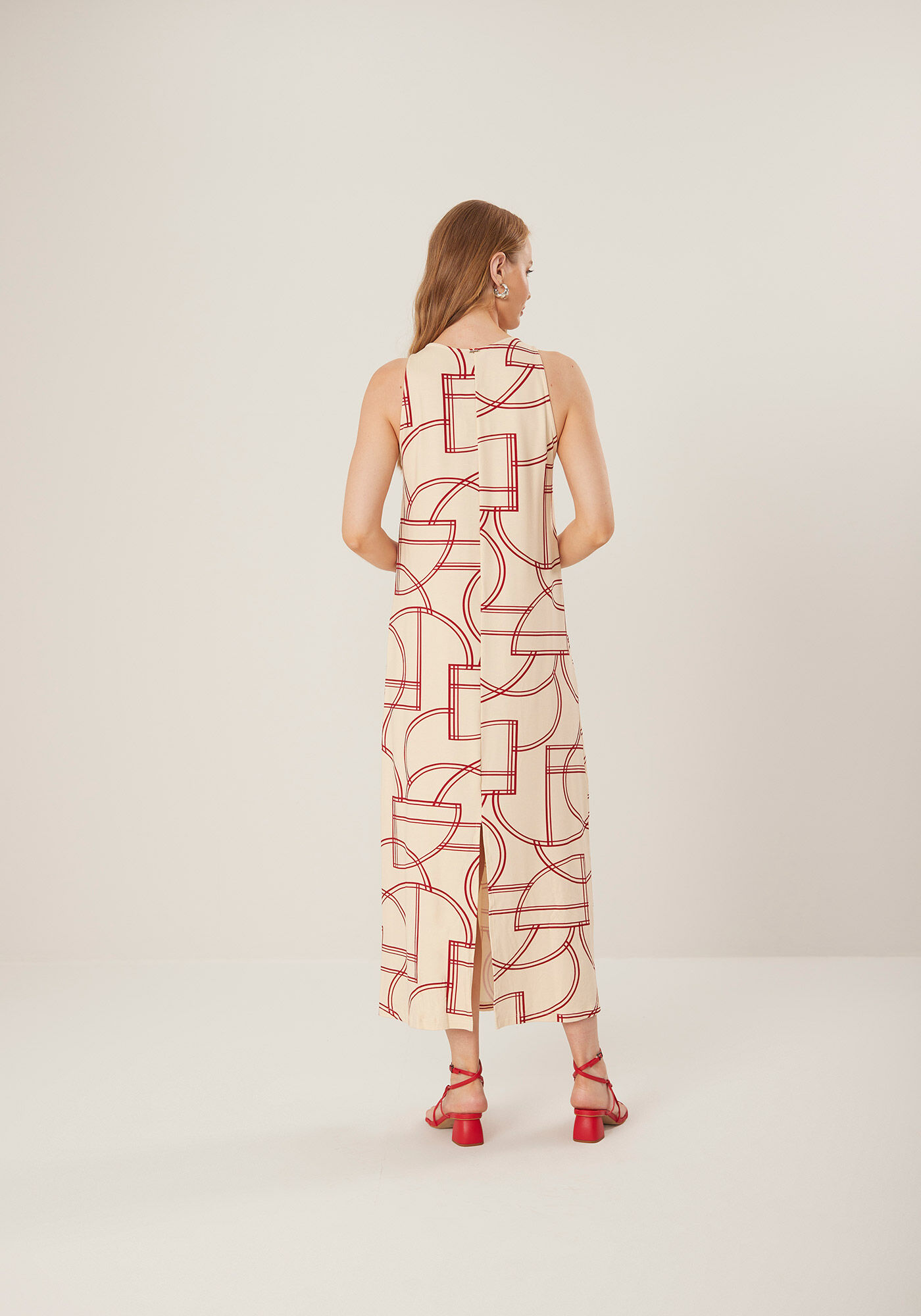 Vestido Midi Ch&aacute; Estampado Em Moletom De Viscose E Elastano, , large.