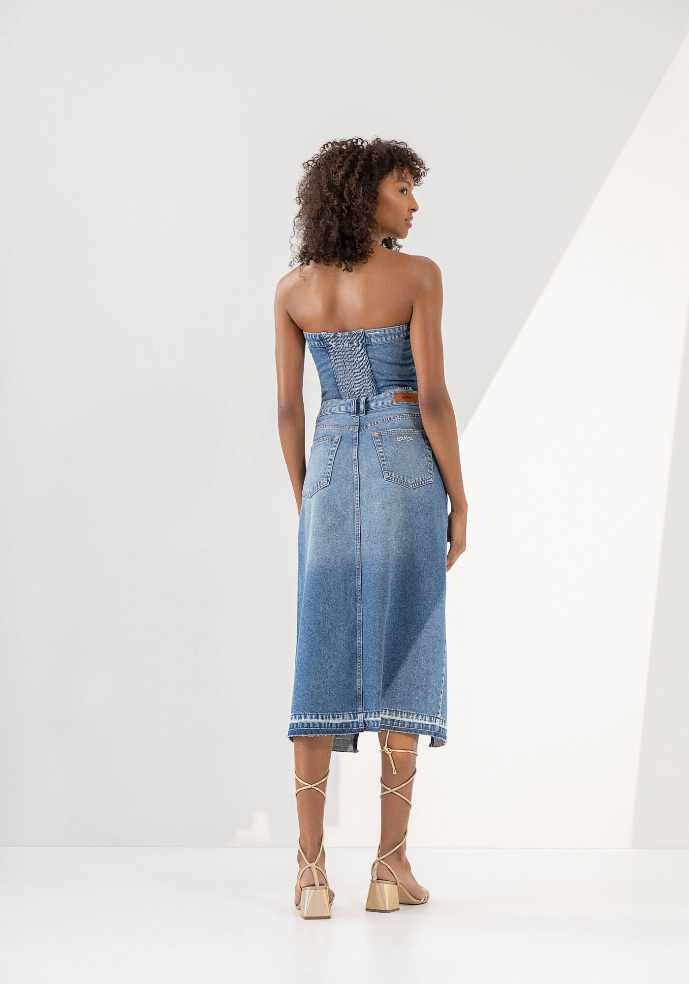 Blusa Jeans Corset sem Alças com Lastex | Lez a Lez