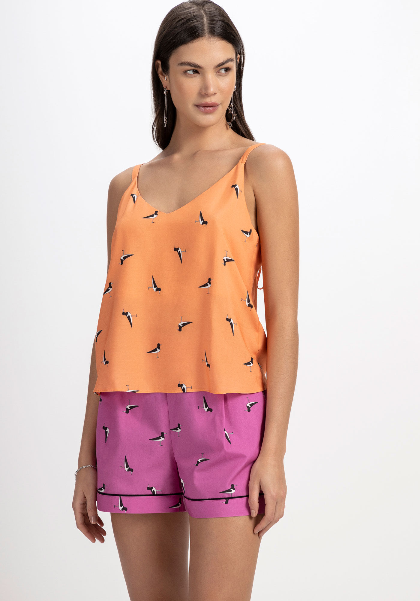 Blusa com Al&ccedil;as em Viscose Estampada, LUNDEY, large.