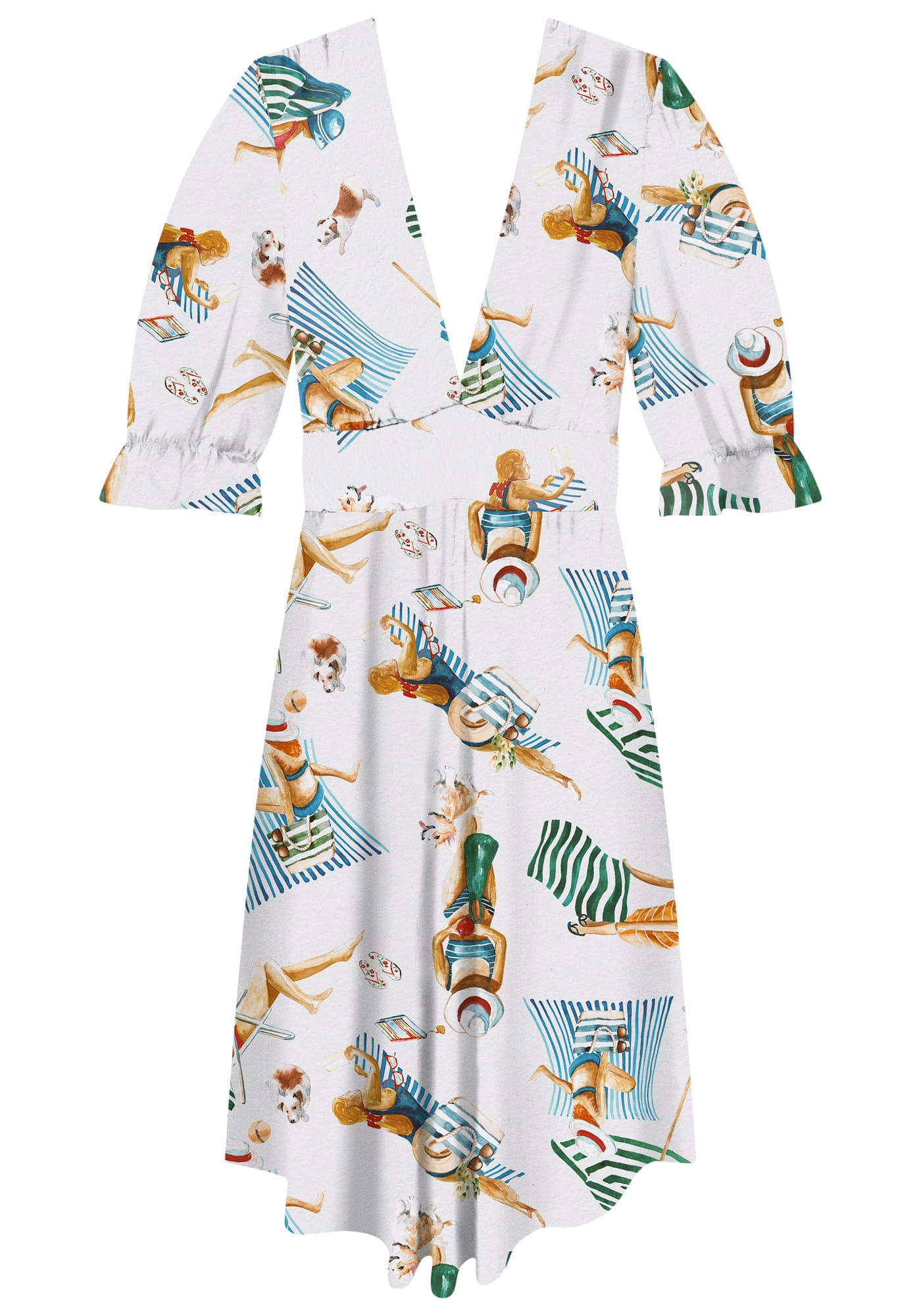 Vestido Midi em Crepe com Manga 3/4, , large.