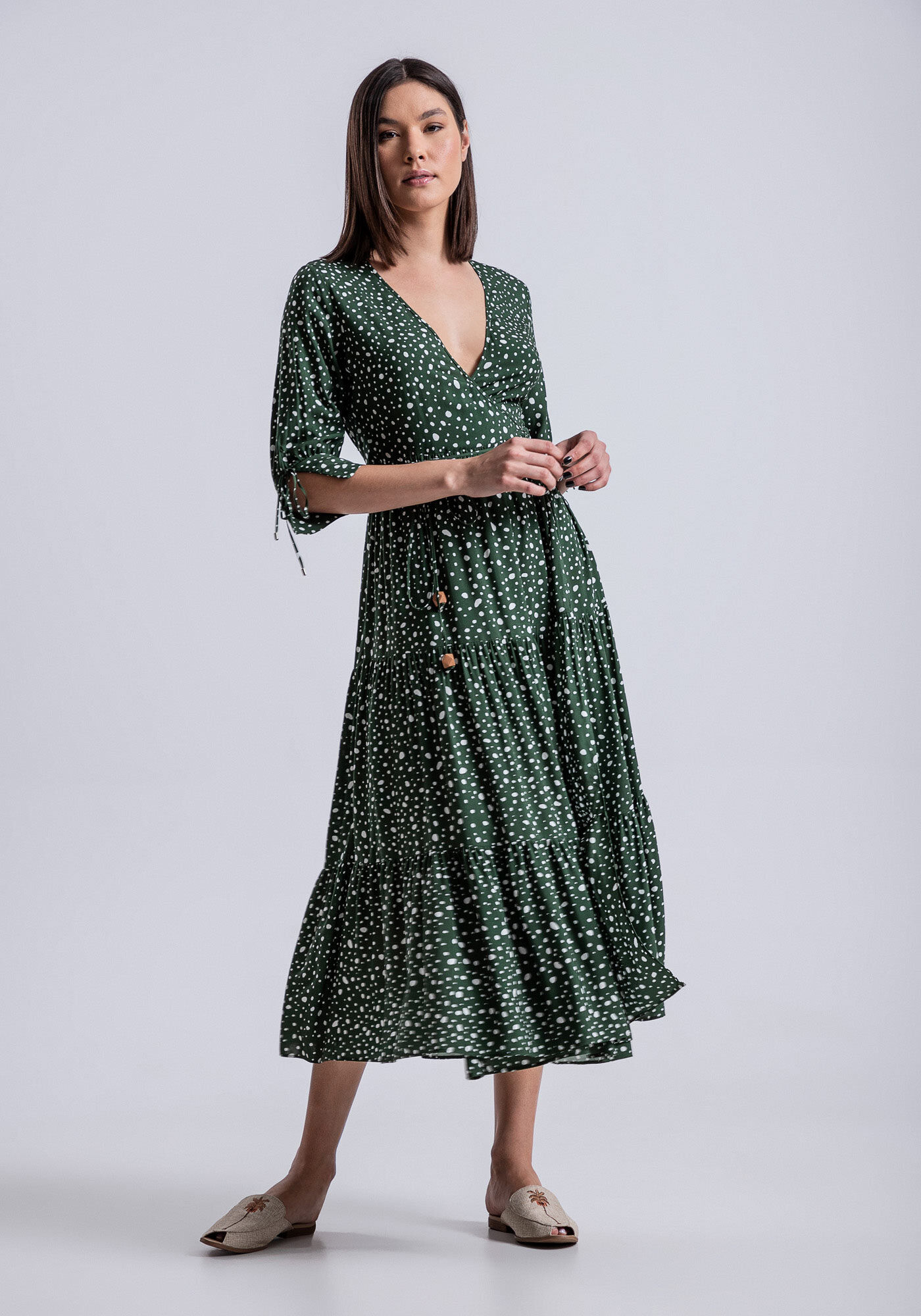 Vestido manga tres quarto hot sale