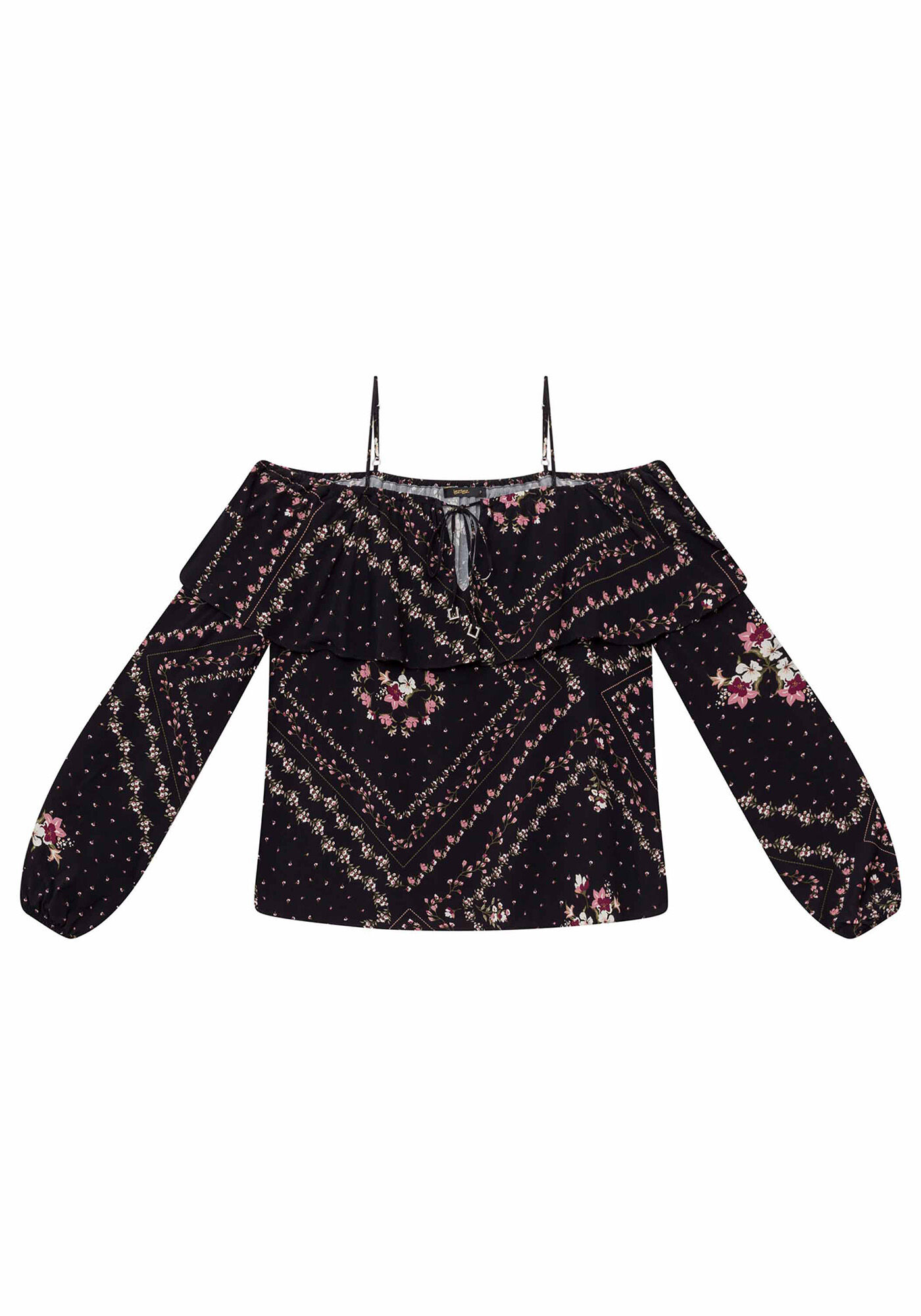 Blusa Manga Longa Estampada Tecido, , large.