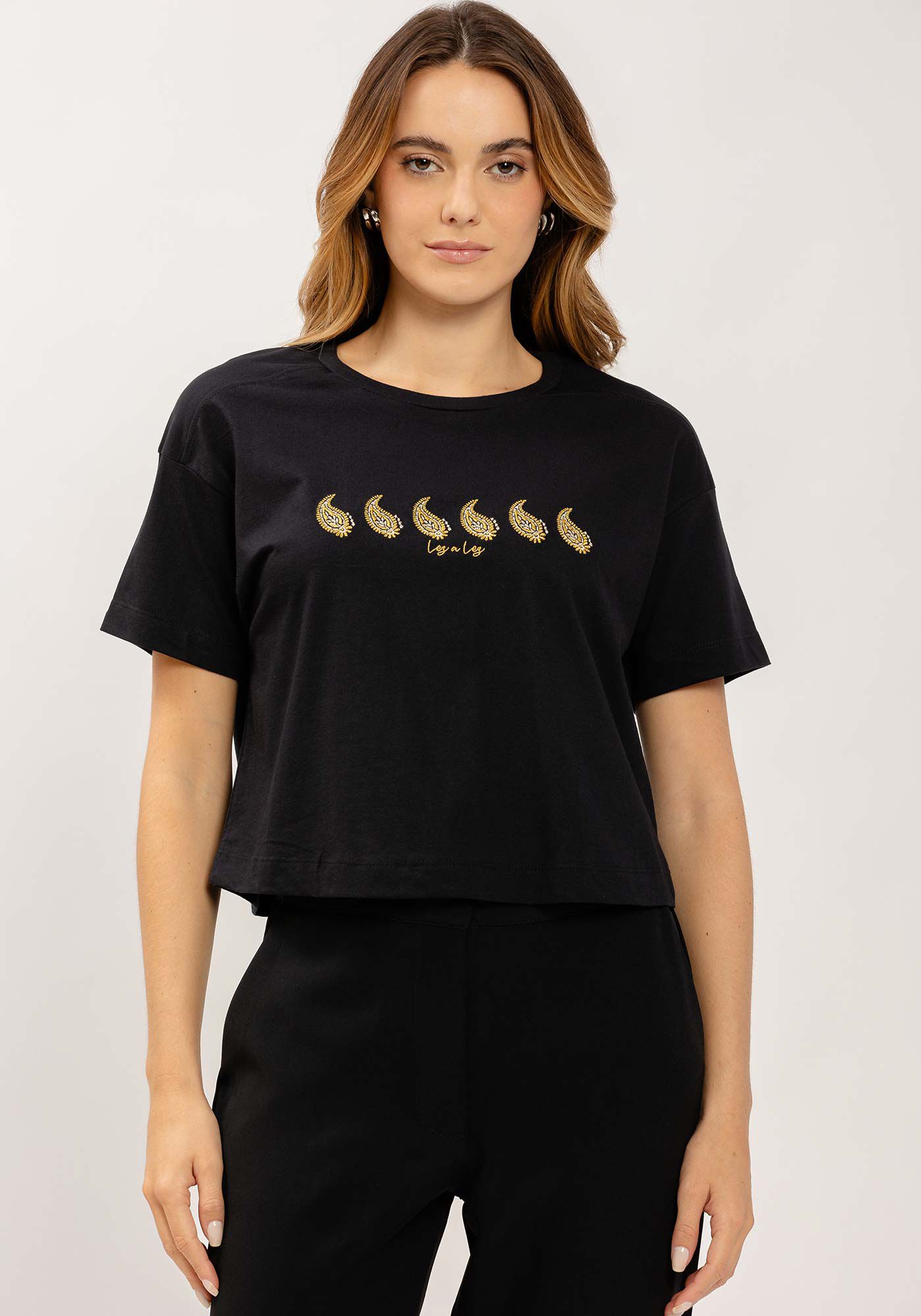 T-shirt em Malha Prime com Bordado Paisley, , large.