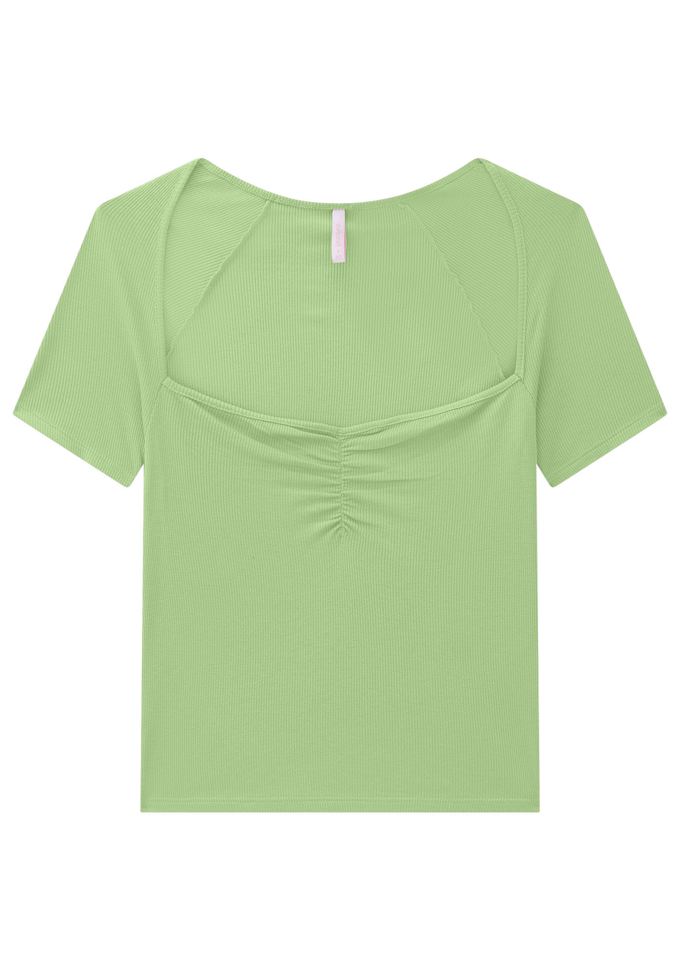 Blusa Manga Curta Canelada com Franzido Busto, , large.