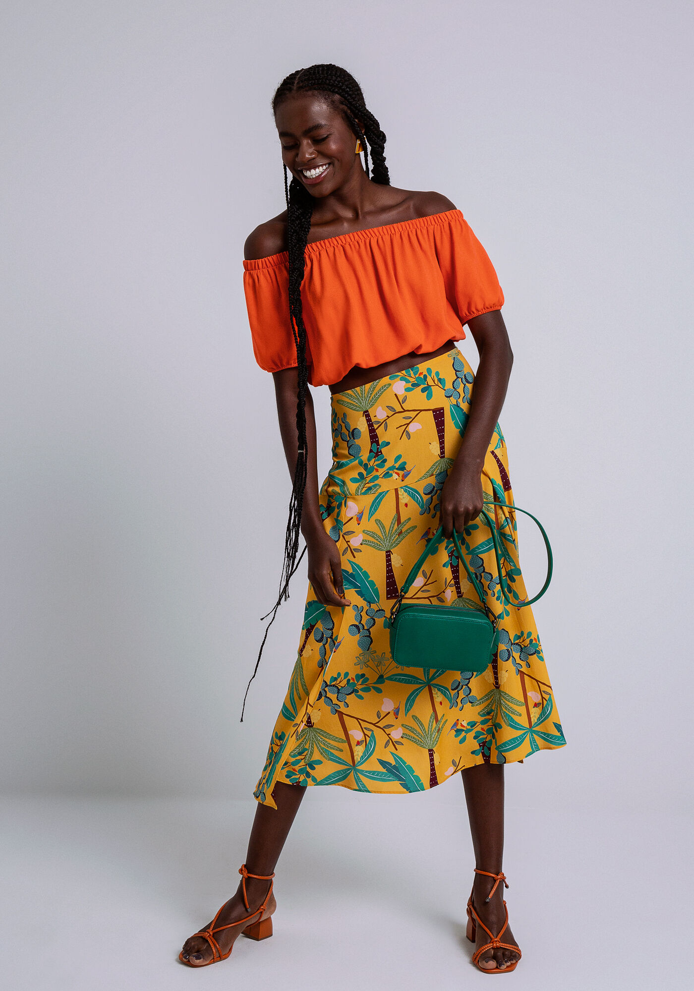 Blusa Cropped em Crepe Ombro a Ombro, , large.