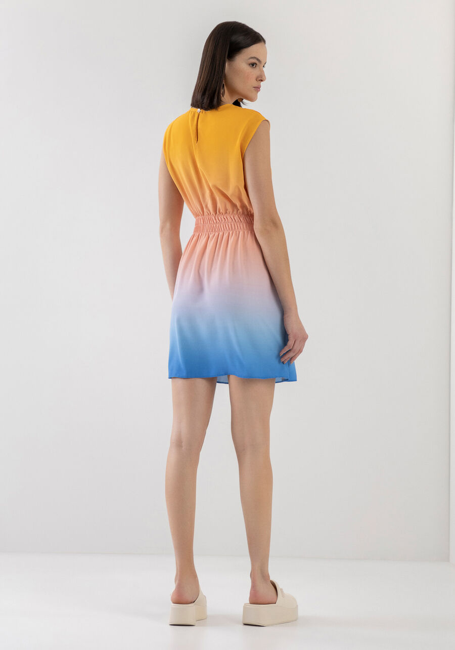 Vestido Curto Estampado com Elástico Cintura, . Vestido Curto Estampado com Elástico Cintura, , large.