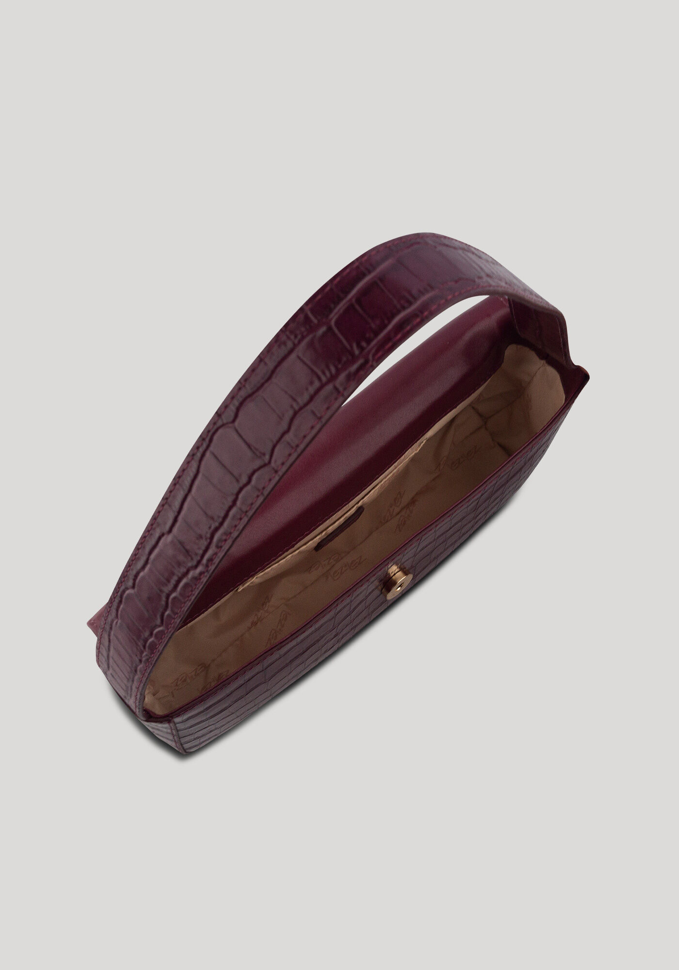 Bolsa M&eacute;dia Em Couro Croco Com Al&ccedil;a Larga &Uacute;nica, VERMELHO FLAMBOYANT, large.