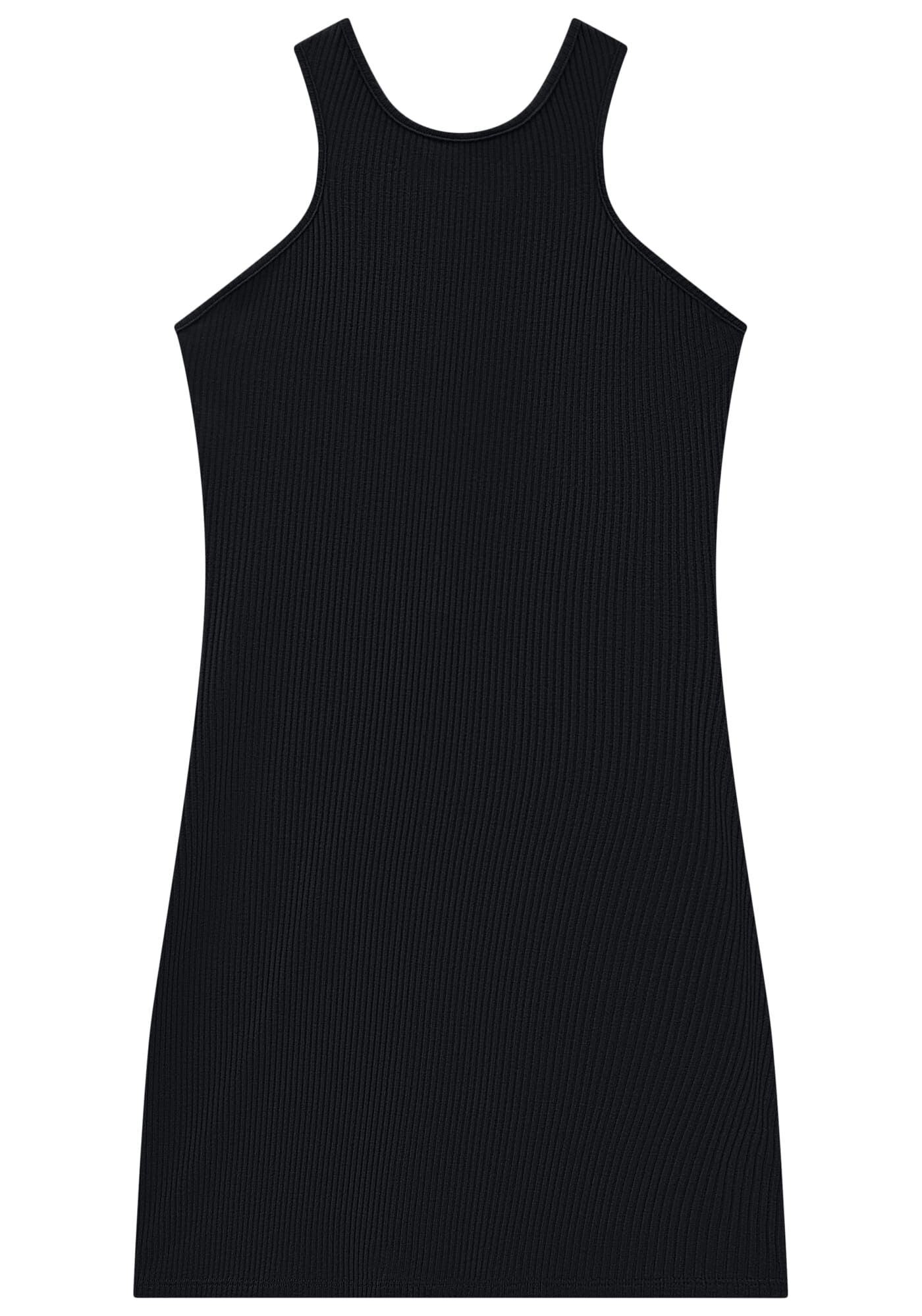 Vestido Curto Canelado com Decote Cruzado, , large.